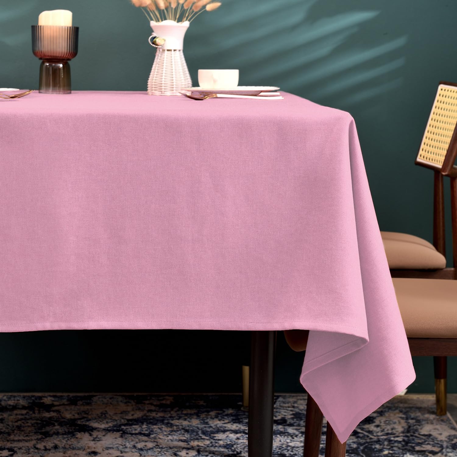 Wipe Clean Tablecloth - Pink 145x300cm-image-9a929e09-3ab2-44dd-8fe9-a845634c1a4b-87383