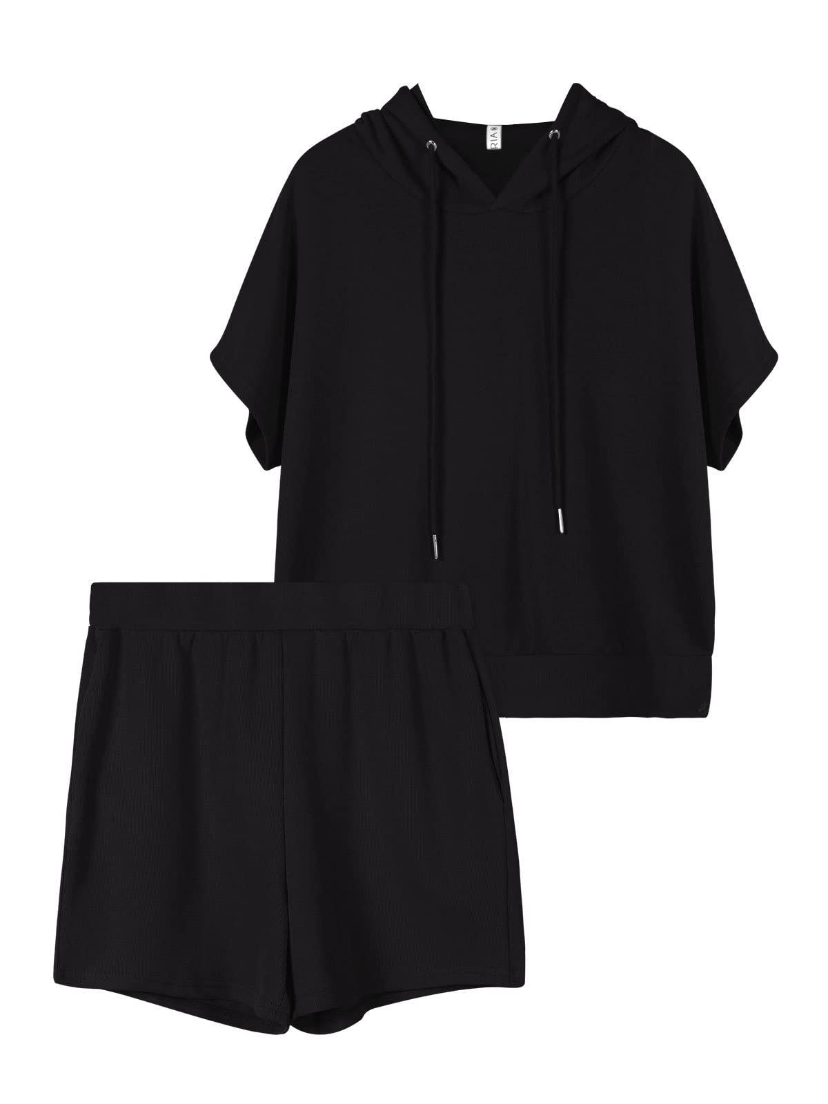 Women's Tracksuit Hoodie & Shorts Set - Black M-image-d1d14dfc-c2c3-42a6-8766-d37eb8ff3ddb-94756
