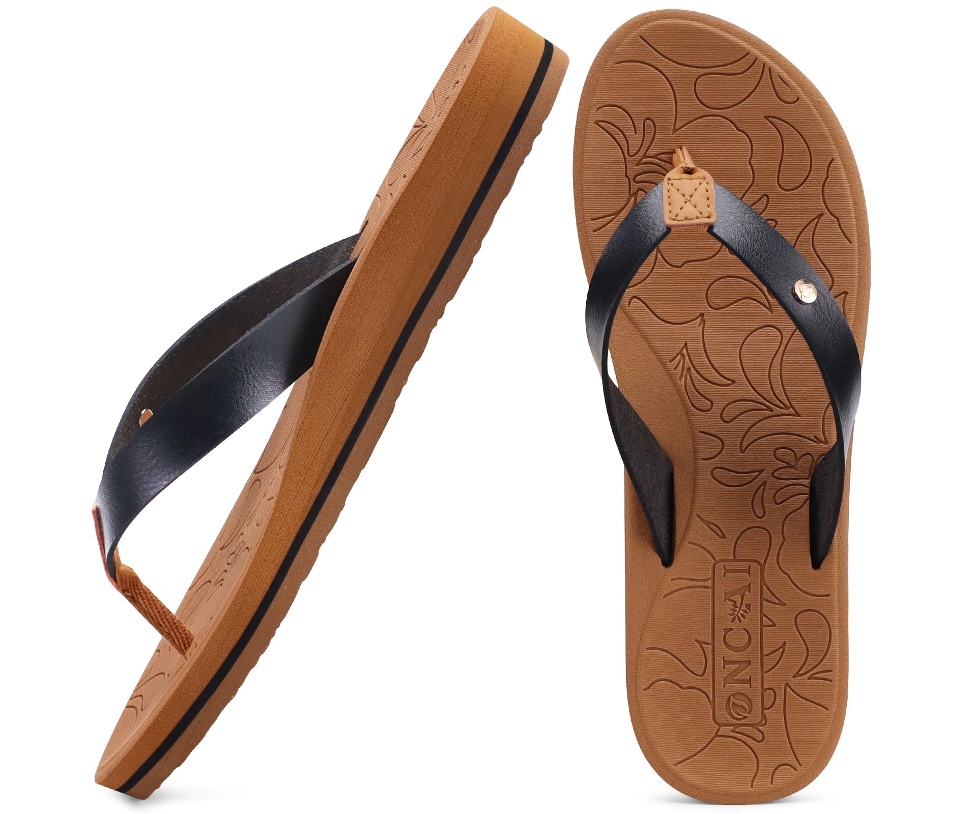 Women's Flip Flops - Black/Khaki UK 5-image-3e30ba0f-06a7-4e71-847b-6a1bad178de4-93715