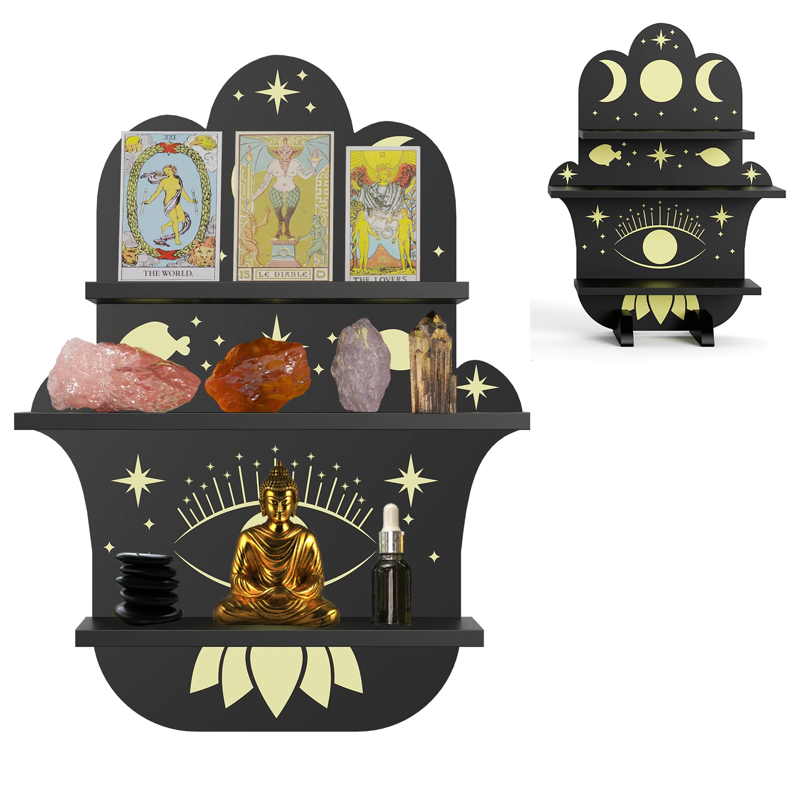 Wooden Hamsa Hand Shelf Display - Black-image-333f3567-ebef-4e73-a217-427f2ecfa0f7-109814