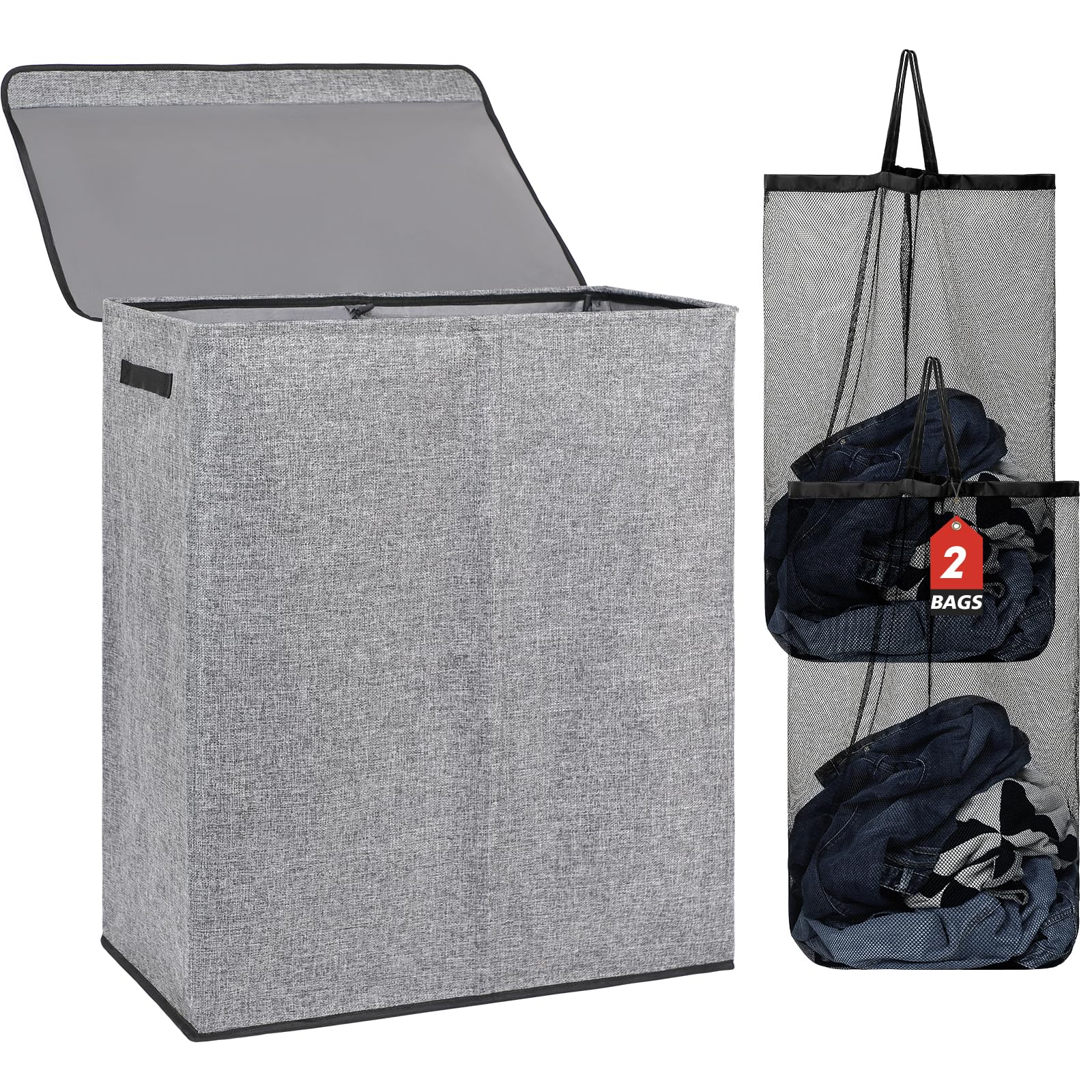 150L Double Laundry Basket - Grey-image-9ec1fb4d-7908-4f57-b518-7ab26b7d1db5-2345