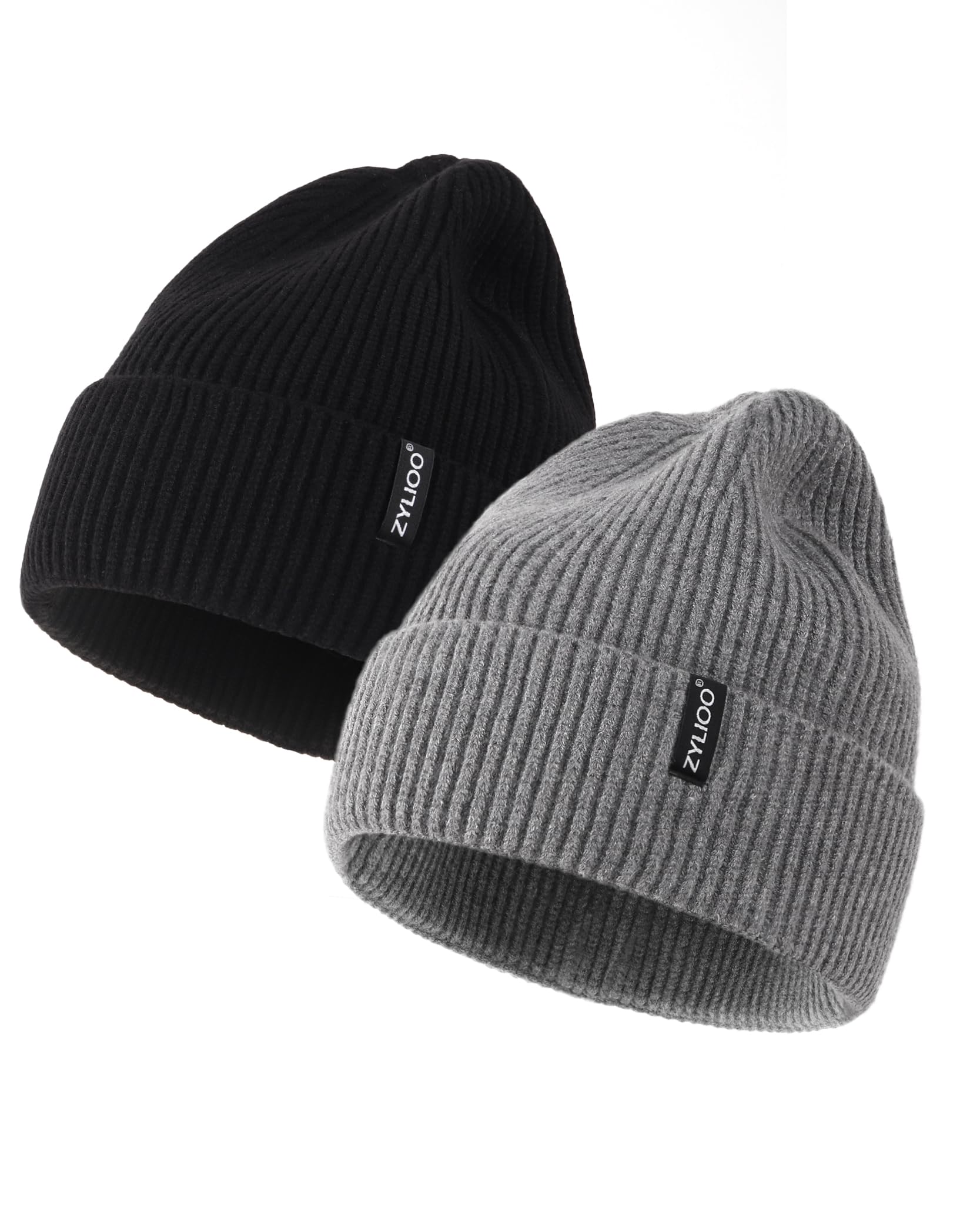 Men's Knitted Beanie Hat with Visor - Black/Grey M-XL-image-a8ff8c0e-8460-419c-a276-09b6d3b8330b-115863
