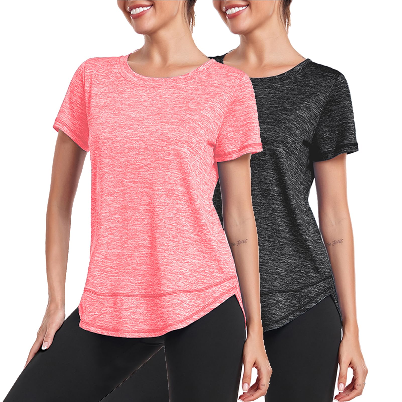 Women's Sports T-Shirt Quick Dry - Black+Cherry Red S-image-8182f2f8-e183-46da-b7b9-e27dffcb571b-122371