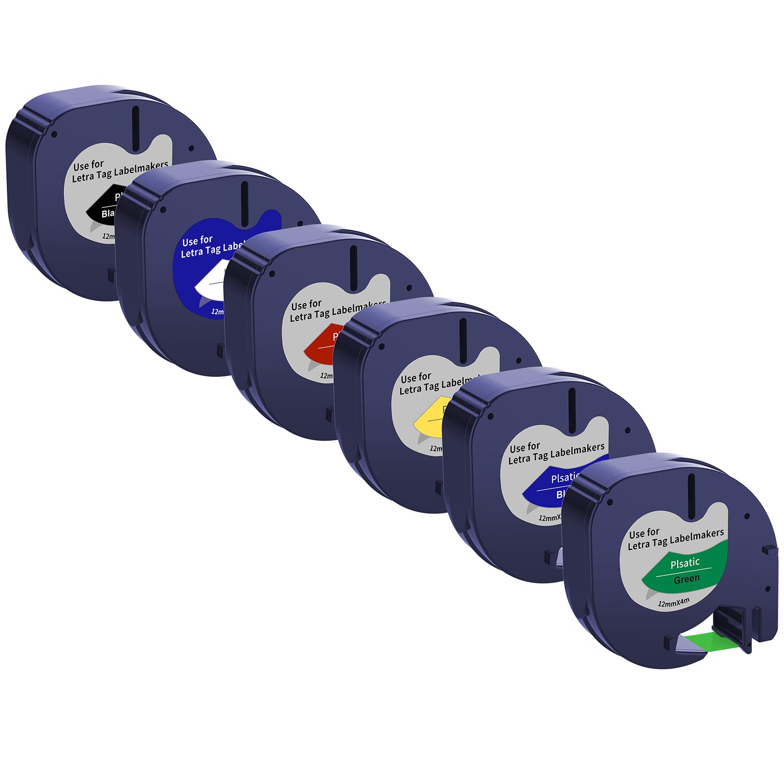 Weipto 12mm x 4m Label Tapes for Dymo LetraTag, Multi-Colour Pack of 6 - Bargain Price!-image-a9d268ce-67d2-48c1-8561-b5ae47b161fe-55679