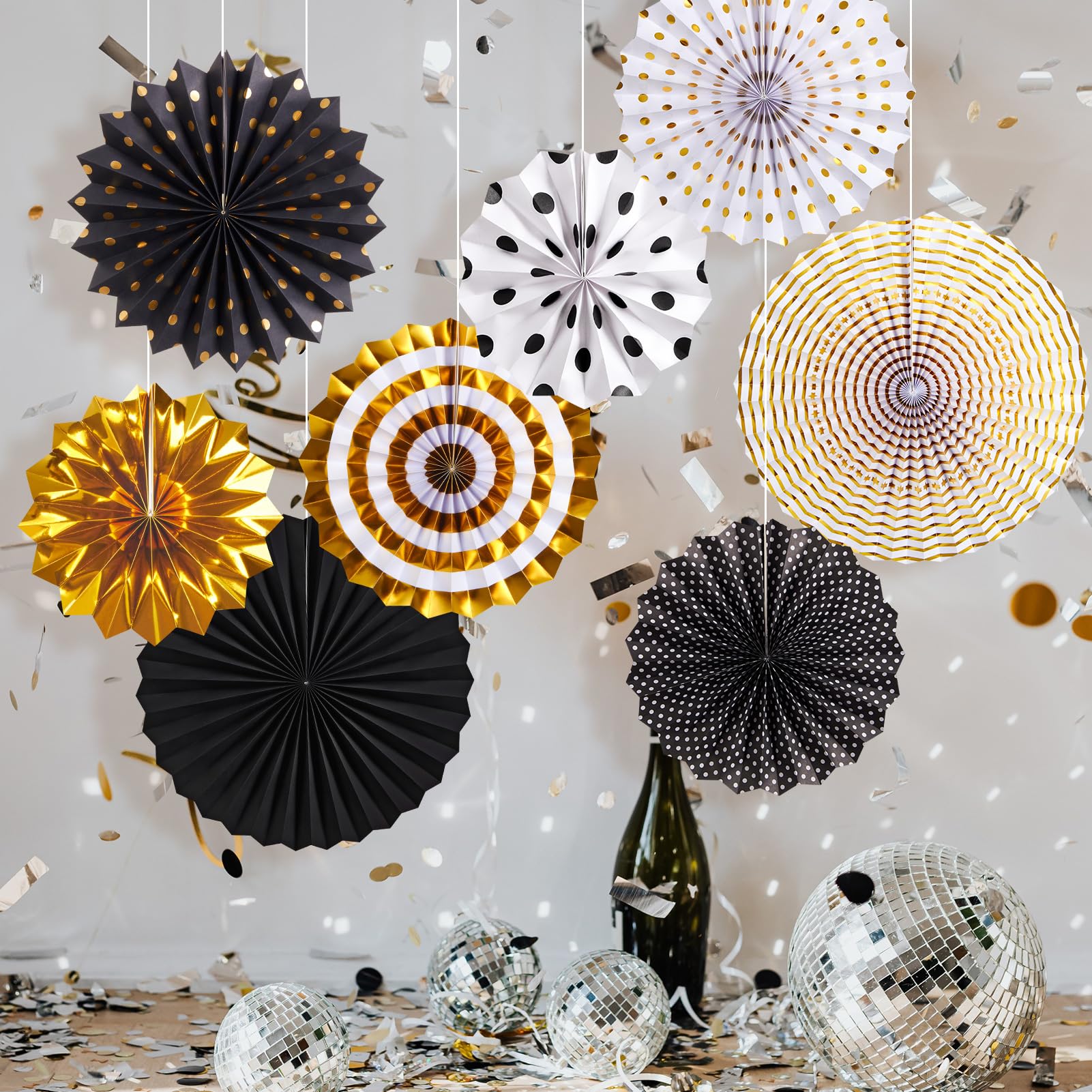 SUNBEAUTY Tissue Paper Fans Decorations, Hanging Pink 13pcs White-image-d0a370cc-7ddb-4476-9711-922f9abc38aa-55558