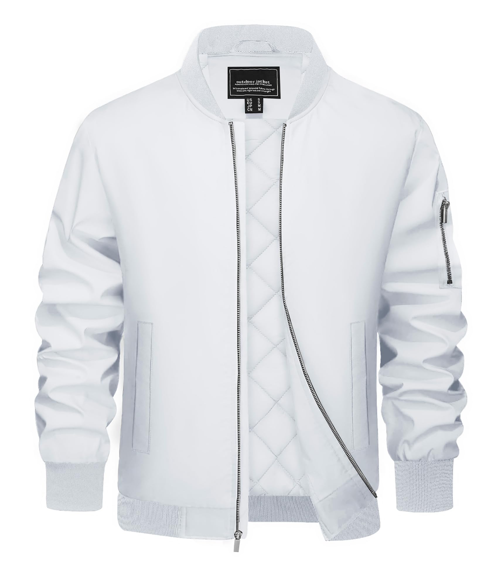Men's Quilted Bomber Jacket - White 3XL-image-9ea64130-42c6-4183-97d8-4b4b2c67776d-116058