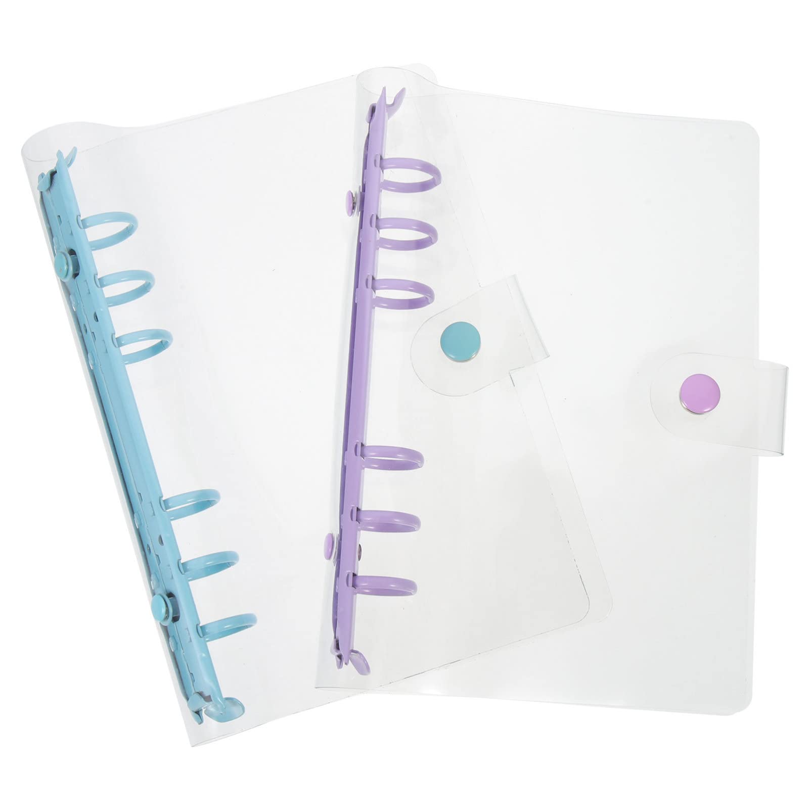 Tofficu 2PCS PVC Refillable Binder Notebook Covers - Transparent, A6, Purple & Blue-image-efb885ff-efe2-4742-afa3-4b133fe94a30-58435