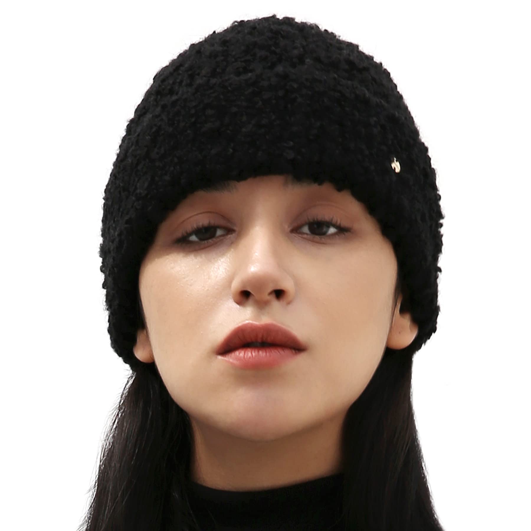 Mohair Bouclé Cuffed Beanie - Fluffy Black M-L-image-d302439b-bf8e-467e-8b87-5c629492c3c4-109800