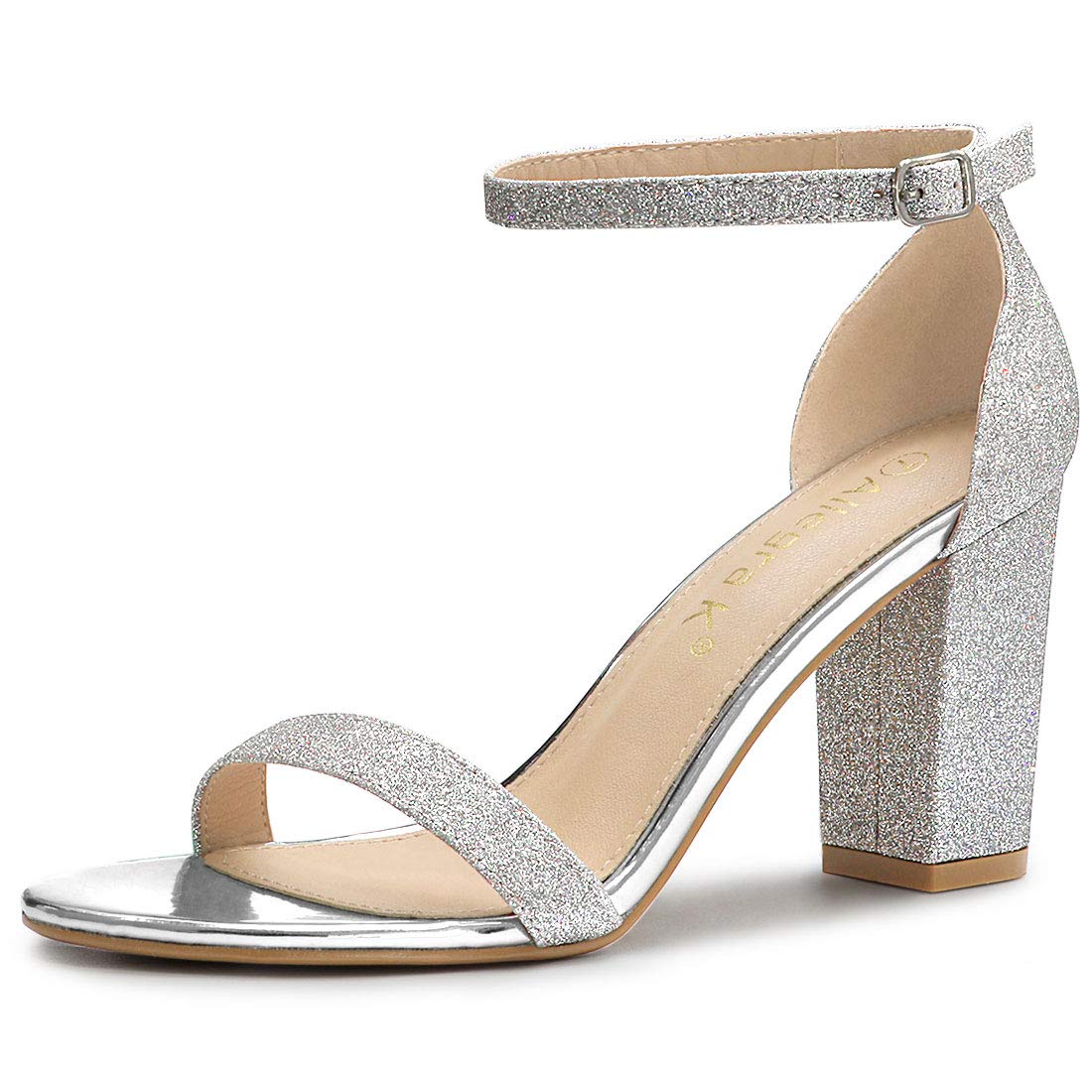 Glitter Block Heel Sandals - Silver 5 UK-image-618a39ac-2714-4409-aea9-6ef69f715d46-92752