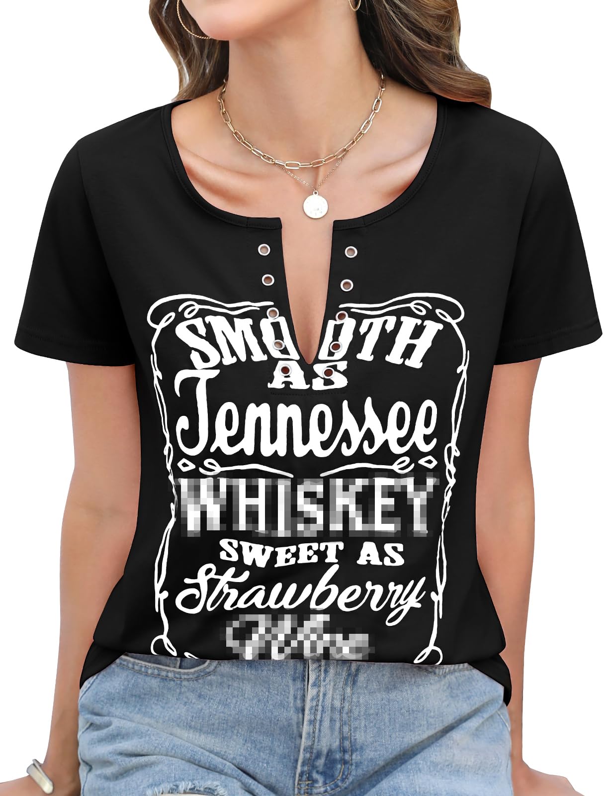 TOMEEK Women's V Neck Graphic Tee, Black, XL - Casual Vintage Y2K T-Shirt-image-652af253-8f1a-4347-965f-0ceb6ab3dfdf-54530