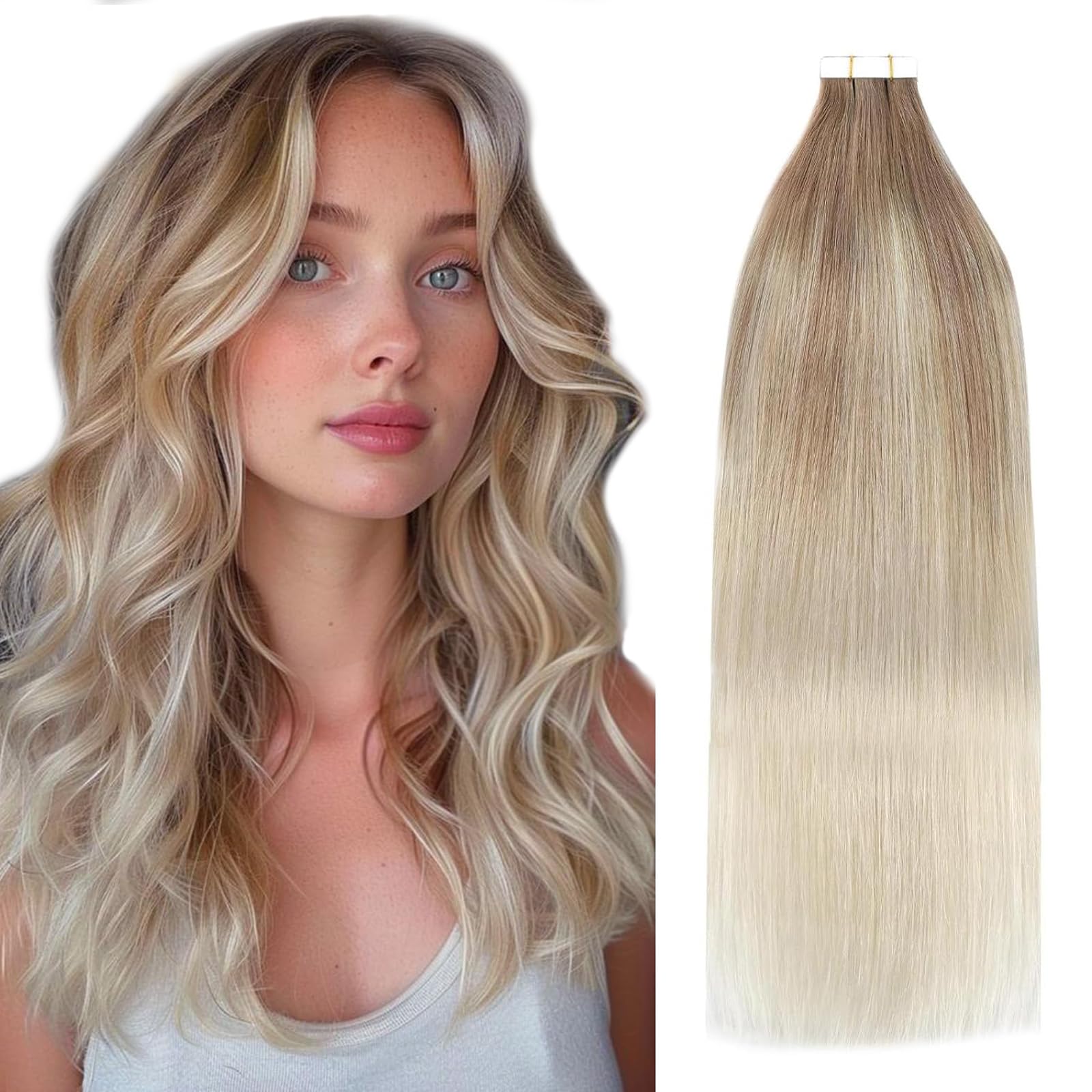 Tape in Hair Extensions Remy - Balayage Light Brown/Blonde 16in-image-6d5690d5-ff88-41b7-89ca-87e9216bc3f1-113832