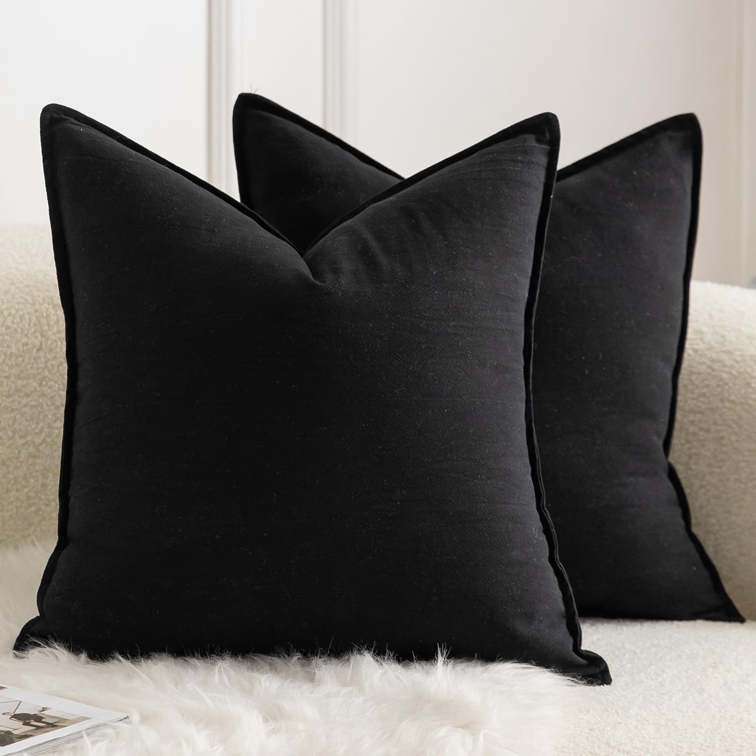 Cotton Cushion Covers Pack of 2 - 60x60cm Black-image-98ea914d-175c-4d32-853a-1a6c5afe0ac6-85503