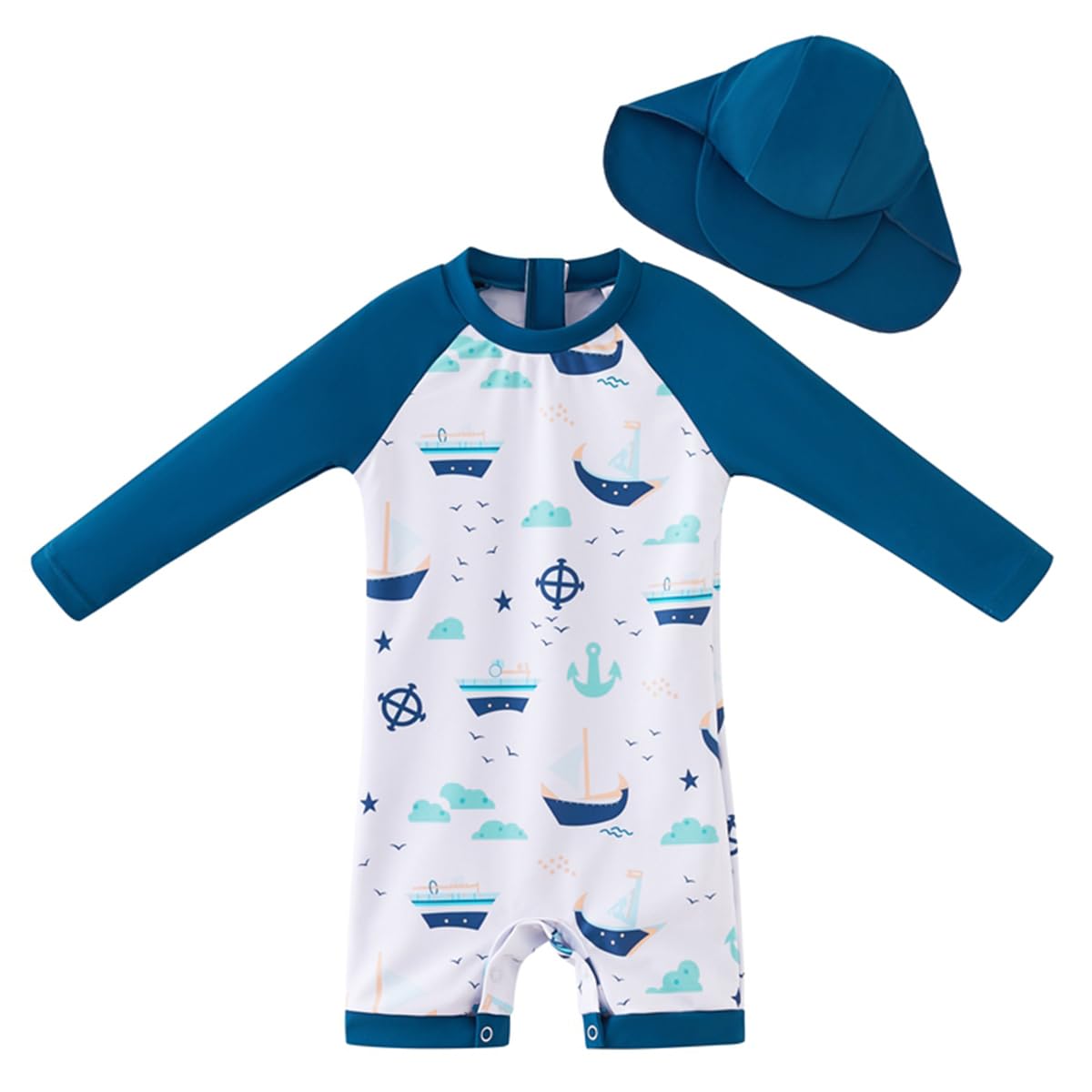 Infant Boys UPF 50 Swimsuit with Hat - Blue Sailboat 3-6M-image-cdb3fed3-a8f4-44cf-bbd1-6e98af358c63-122203