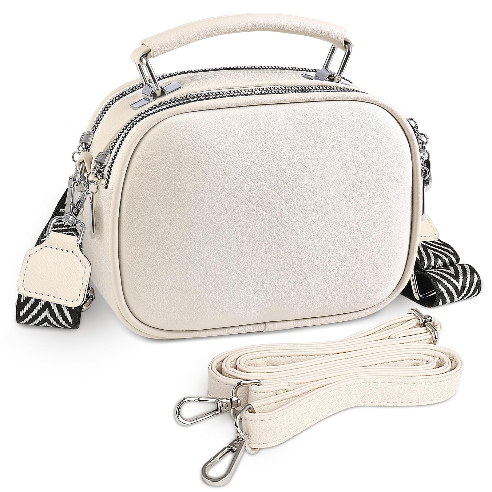 Women's Faux Leather Crossbody Bag - Off-White-image-a86bbe36-fba7-4d6c-8f18-a4e7b8d20bce-118350