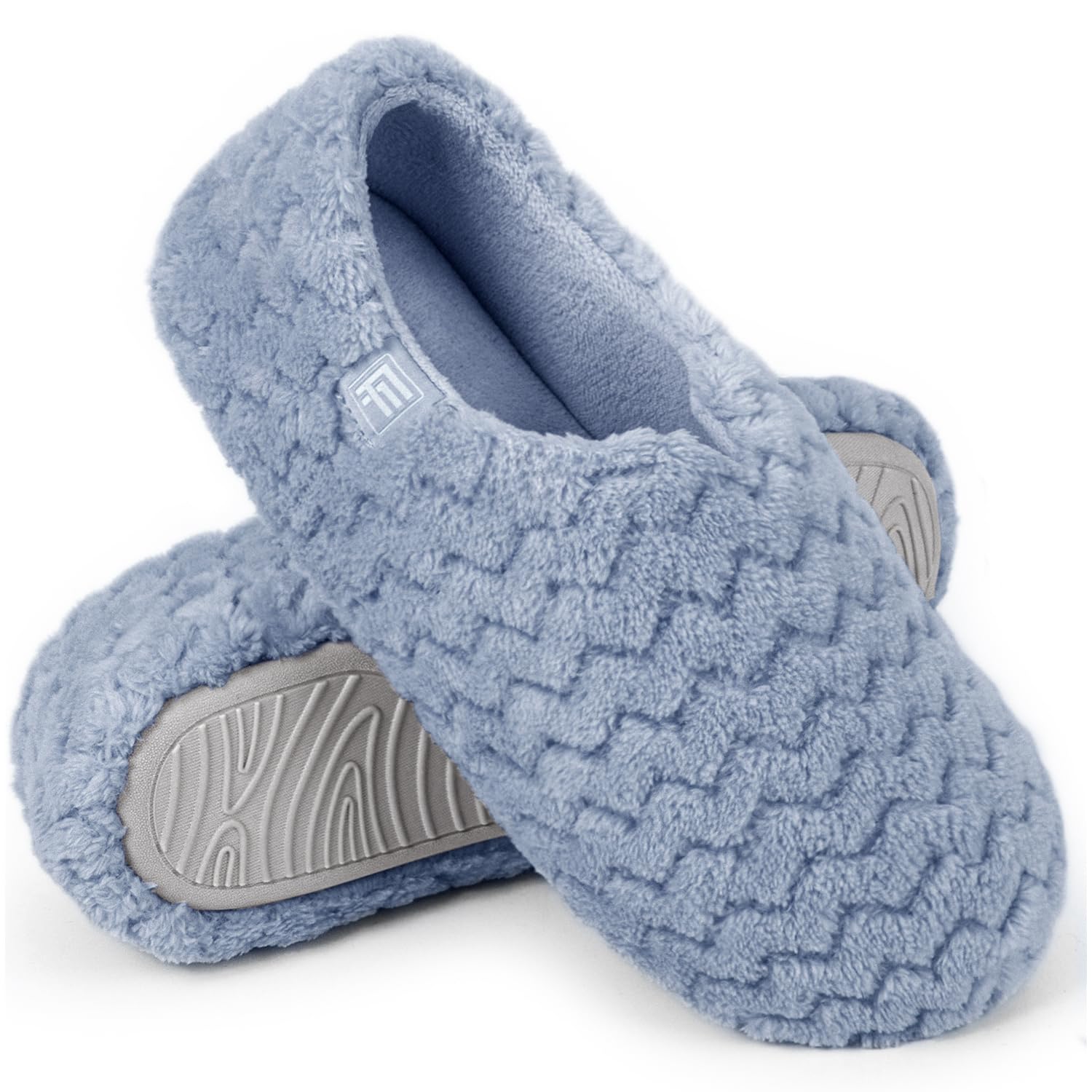 Women's Memory Foam Slippers, Soft Sherpa Lining, Lightweight House Shoes, Blue, UK9-10-image-a84f391e-822c-441f-aab1-b5c348ace67c-53354