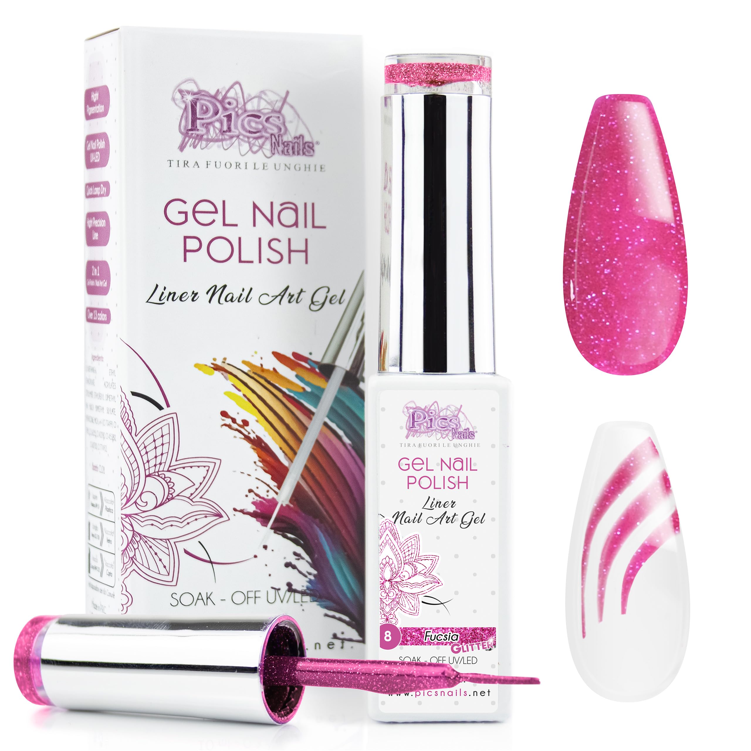 Fuchsia Glitter Gel Nail Polish 10ml - High Precision Brush for Nail Art & French Manicure-image-40a04455-793f-4e2e-9e58-72a856f05616-56104