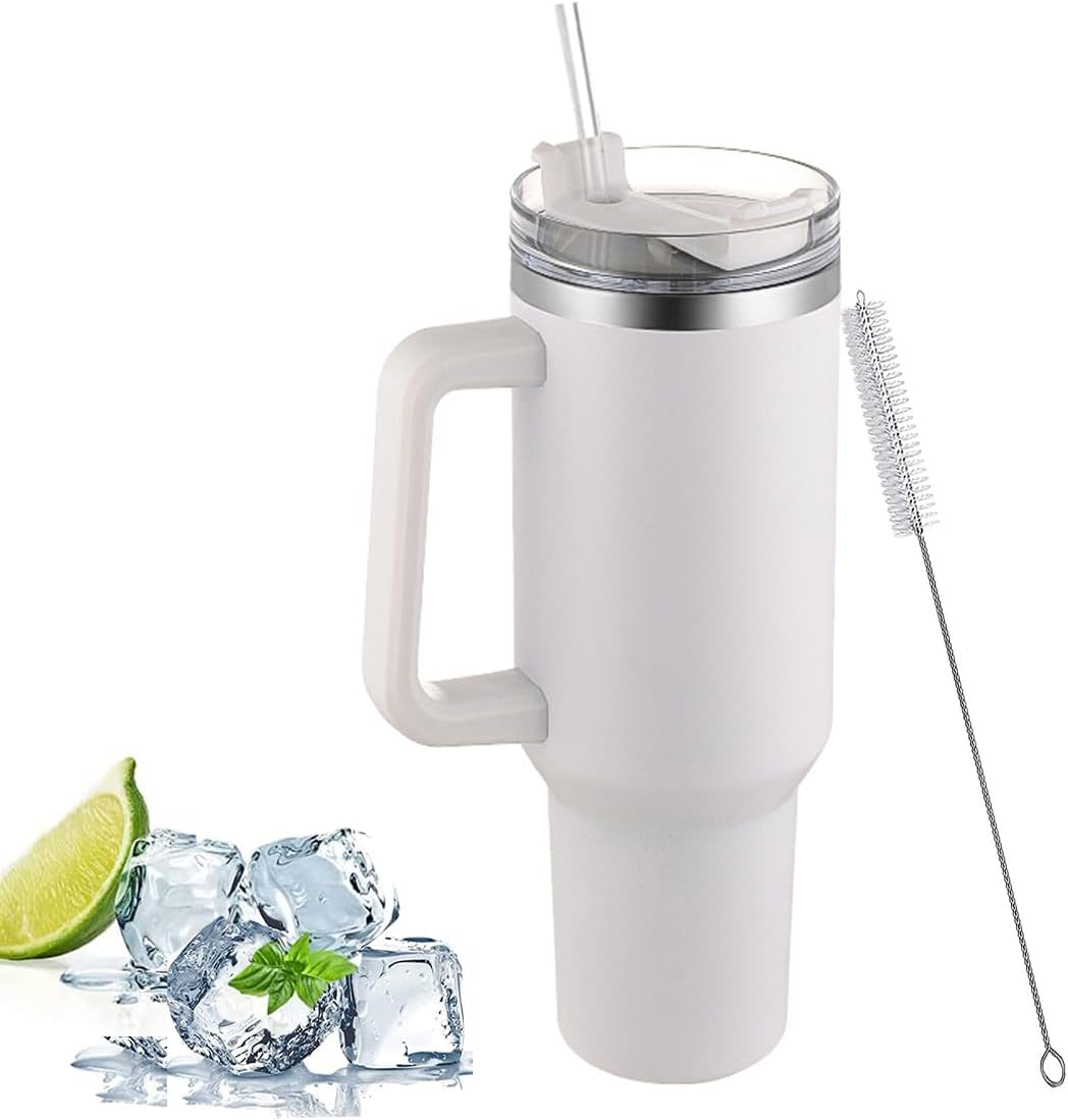 40oz Insulated Tumbler with Straw & Handle - White-image-66f67379-5115-4f3d-9f39-474039444cc0-83357