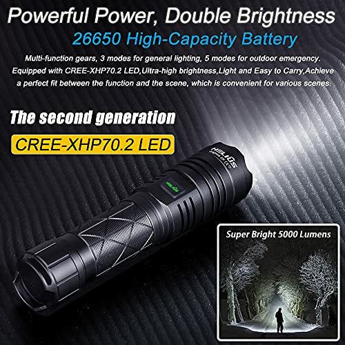 Super Bright High Lumens LED Flashlight - USB Rechargeable, Tactical, 5 Modes, IP65