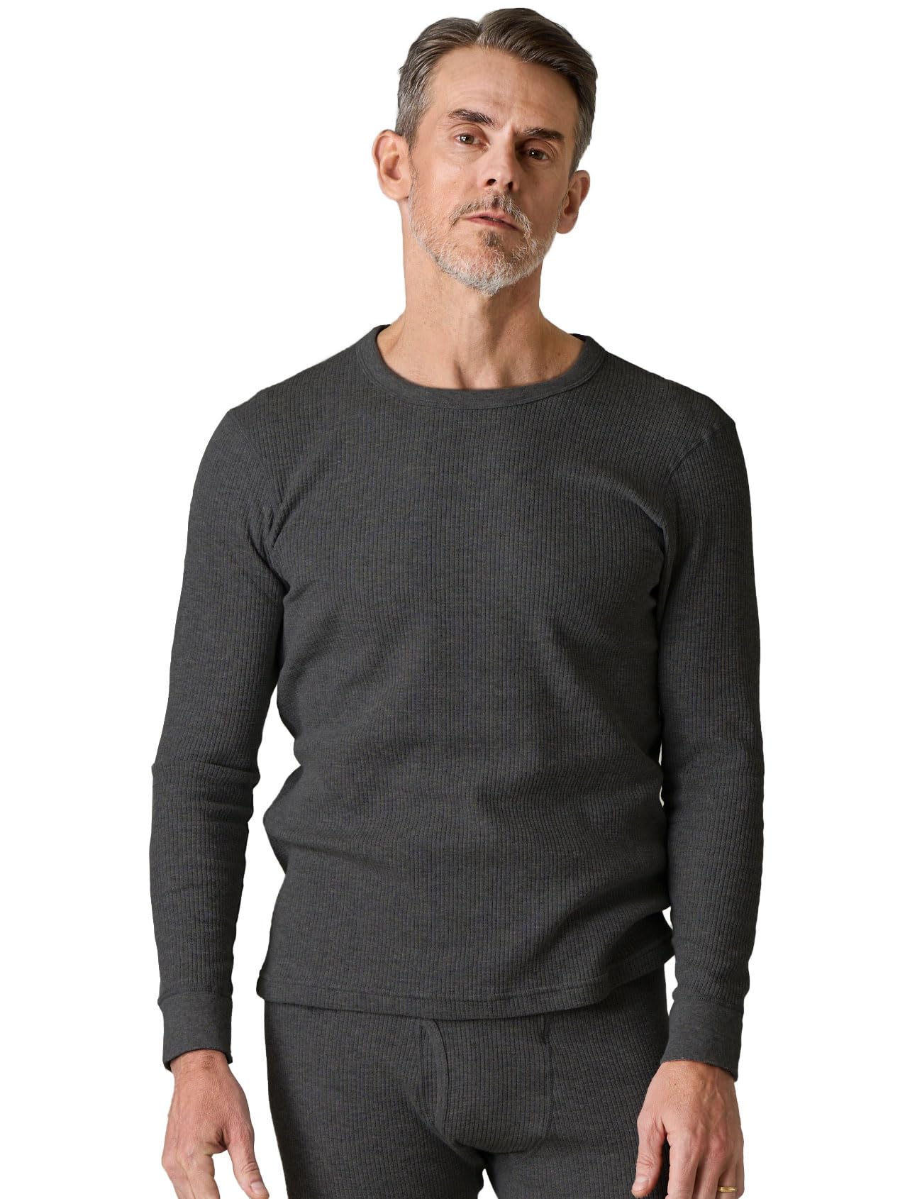 Men's Waffle Thermal Top Base Layer - Dark Heather Grey XXL-image-310ebb34-fa65-427e-bfc0-a109543eaaad-94875