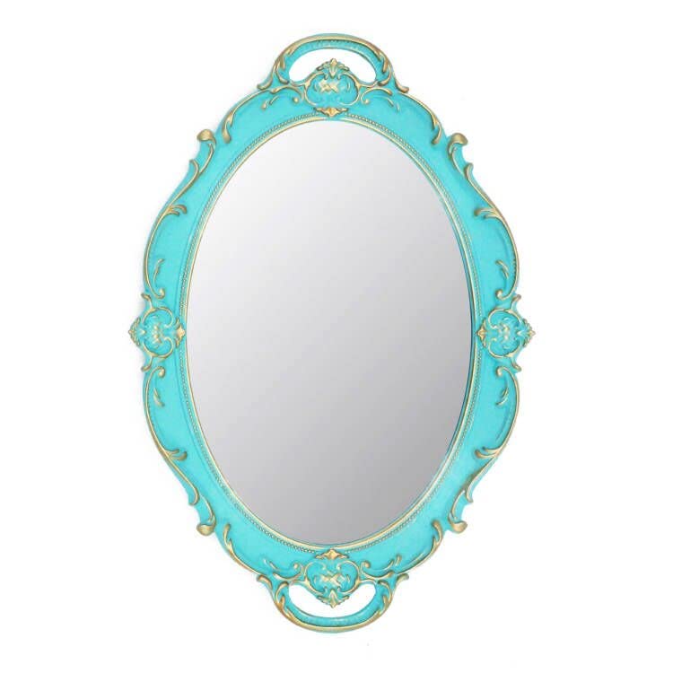 37x25 cm Blue Oval Antique Wall Mirror - Vintage Hanging Mirror for Home Décor-image-7cde3233-058c-4ab7-b885-cb0fa5ab0a8e-61643