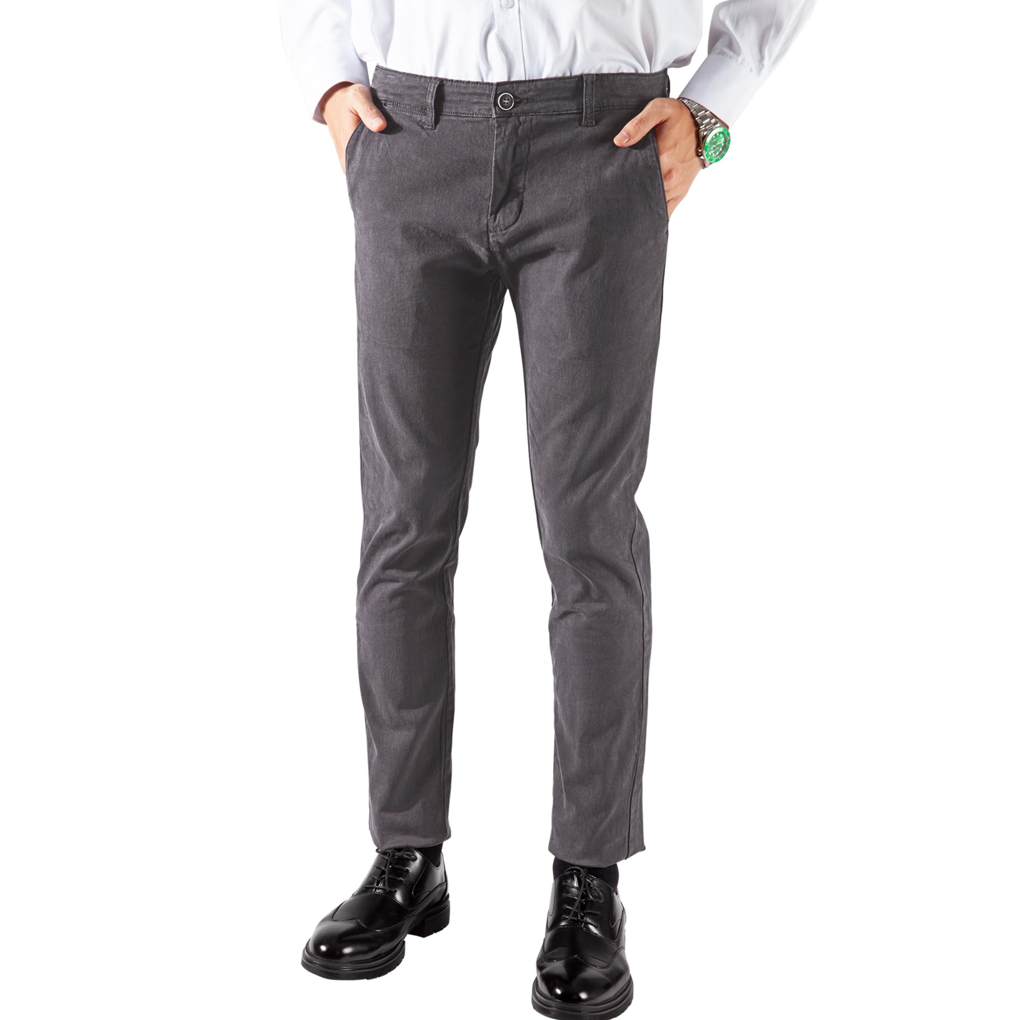 Men's Stretch Chinos - Light Grey 33W/27L-image-02a8a535-6125-4ecb-a2d0-cc3944f663a4-105955