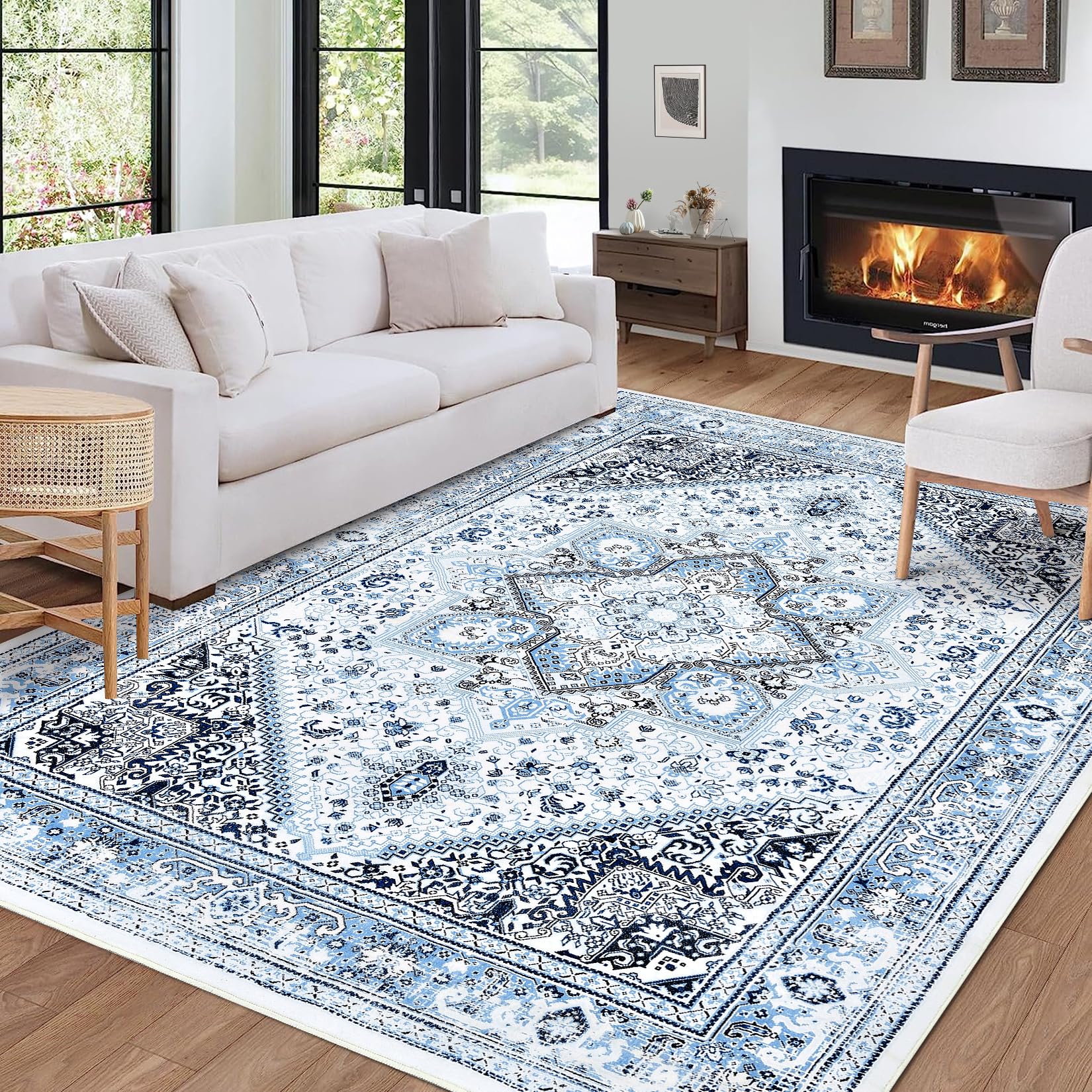 Adirondack Area Rug Non-Shedding - Vintage Blue 80x150cm-image-abc61450-b0d1-4702-a030-6e19908c1ef5-121258