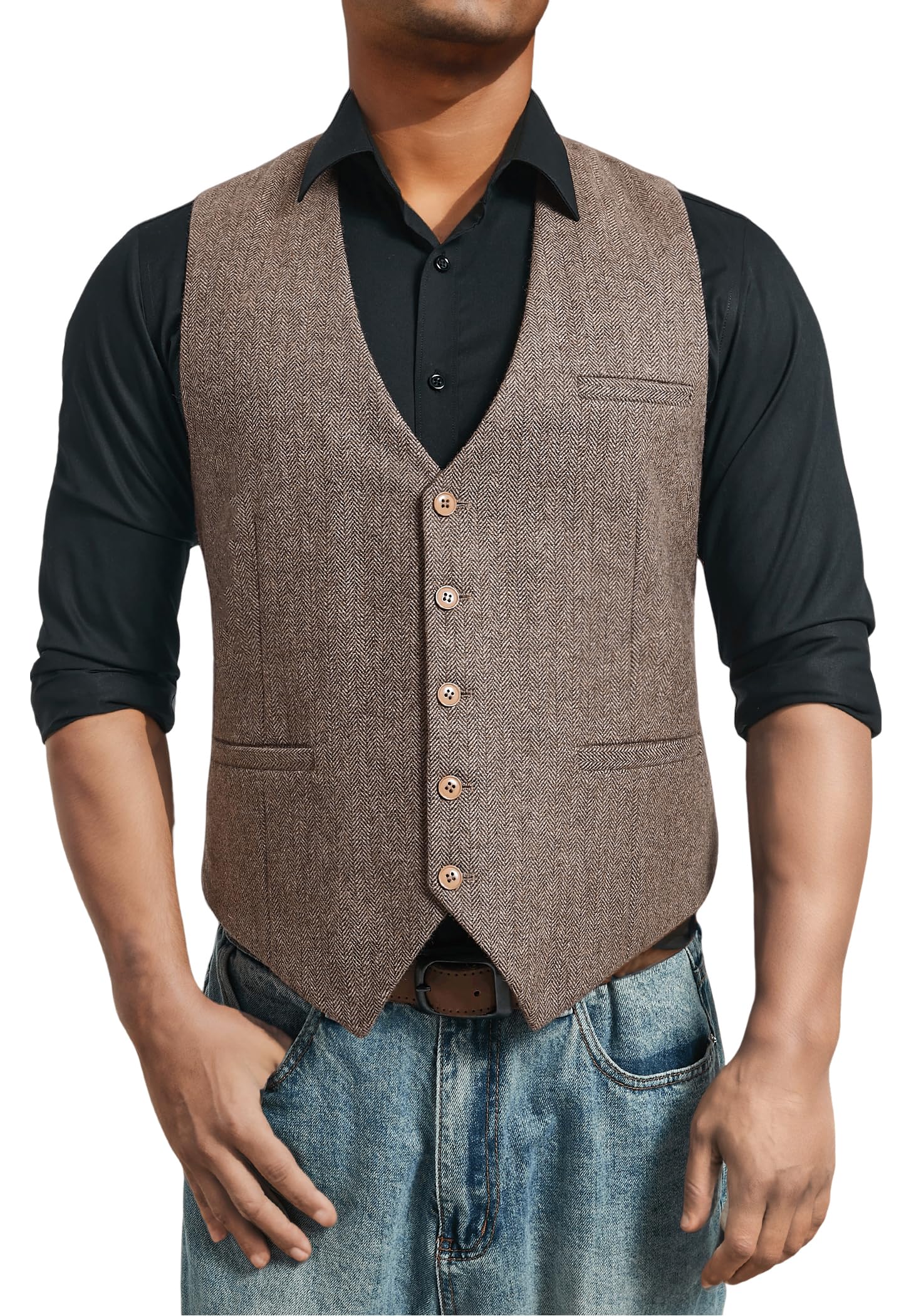 Men's Tweed Waistcoat - Khaki 3XL-image-4dc6a76d-3702-44bc-8d1c-7ab47e7af2eb-102627