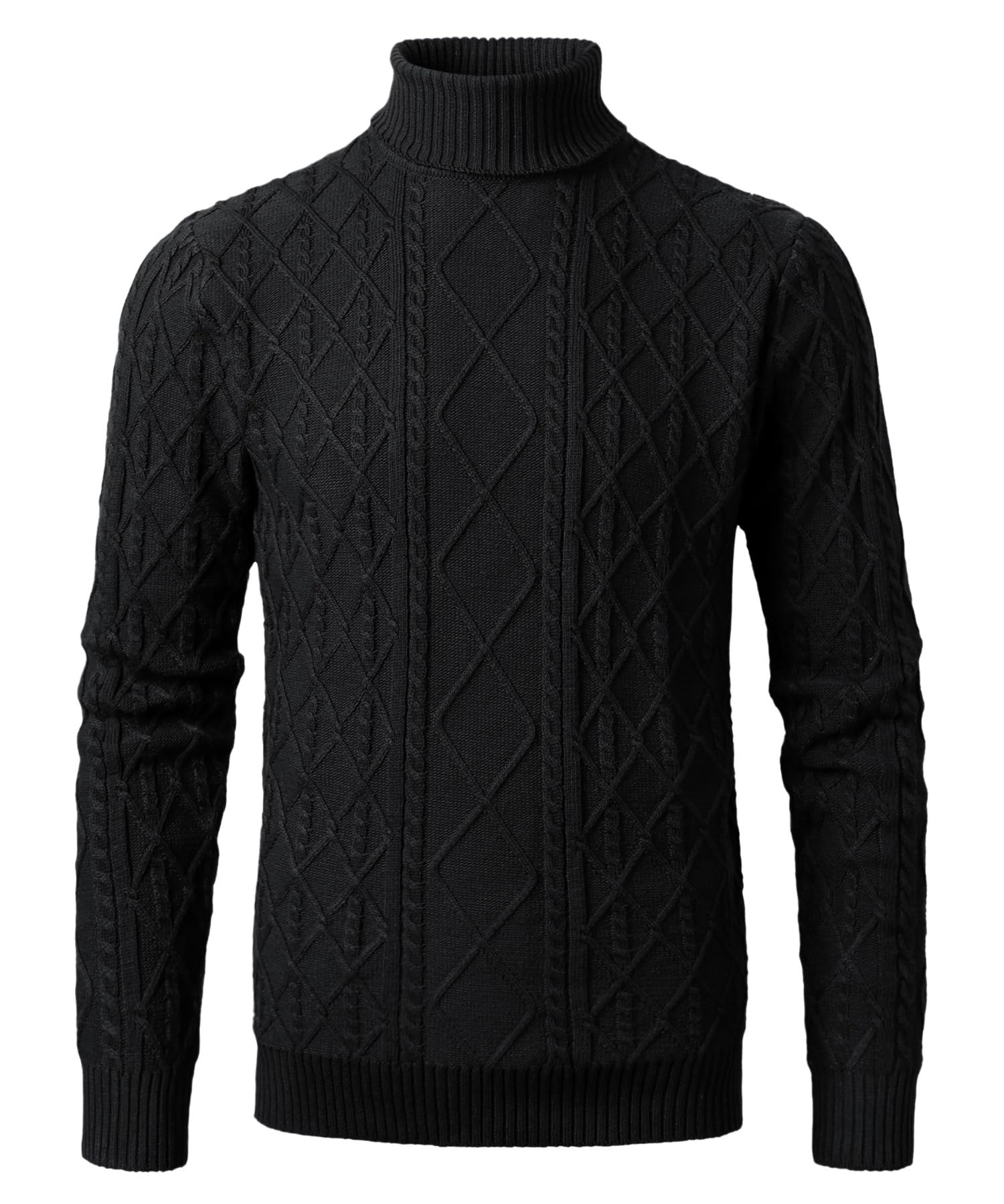 Men's Cable Knit Roll Neck Jumper - Black XXL-image-65e27651-8640-49ff-95b5-c9747e957ec1-112816