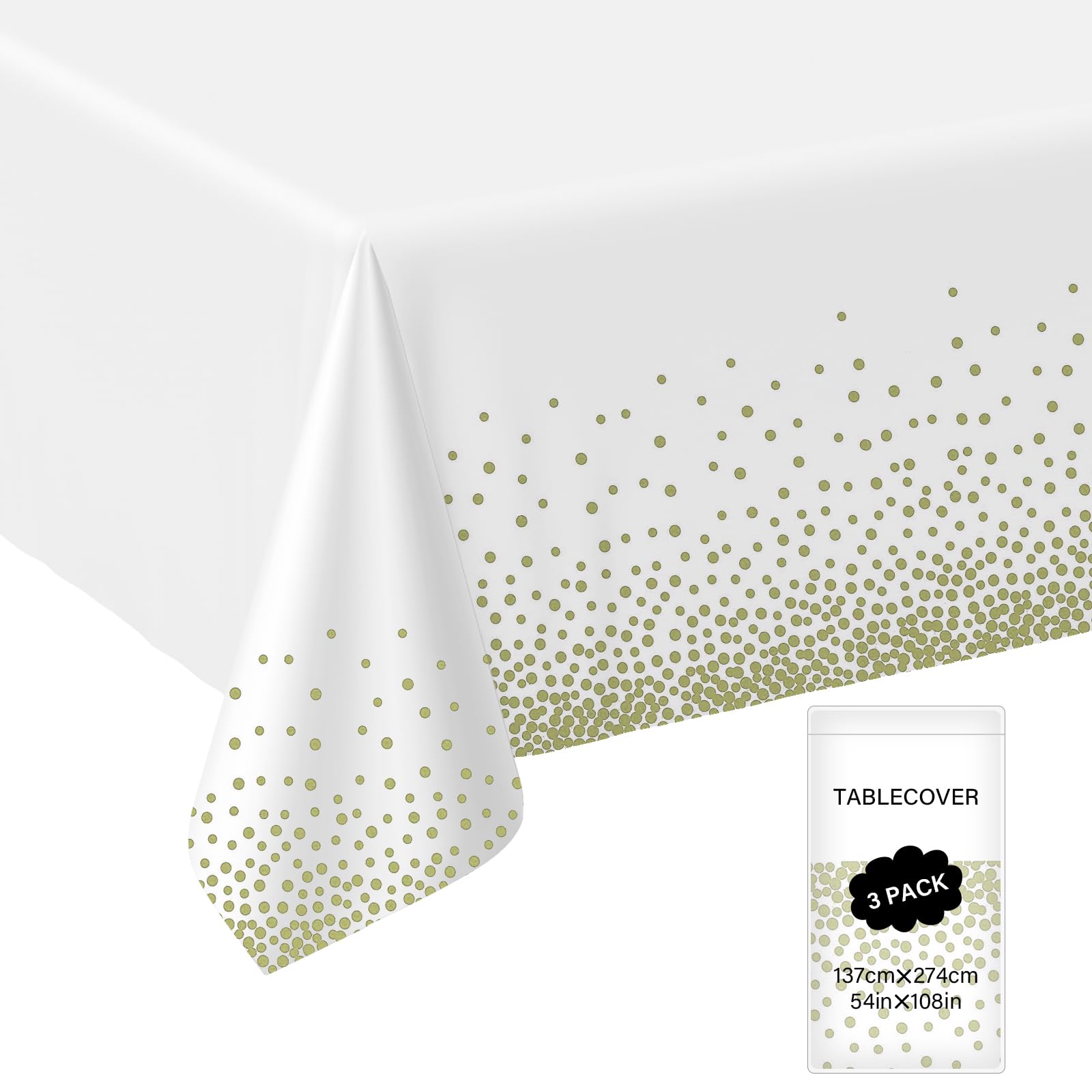 Premium White Gold Dot Disposable Tablecloths 54"x108" - 3 Pack for Parties & Weddings-image-65d4f971-2a8b-4a82-a897-fb0184ae8897-43452