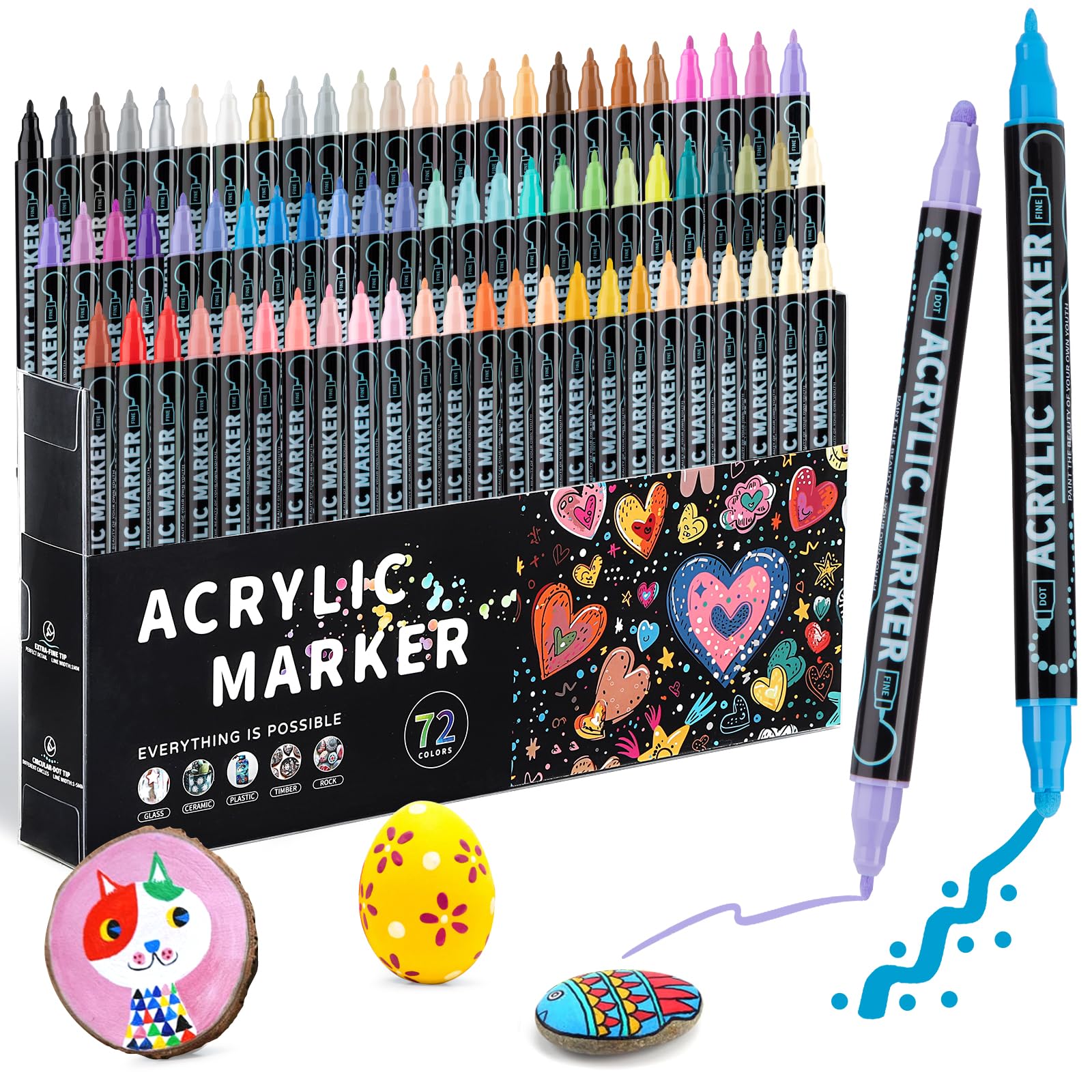 Dual Tip Acrylic Paint Pens Set - Multicolour 72 Pack-image-8cce7be1-292d-433e-8044-45d5cebacc60-107998