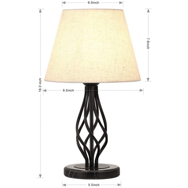 UOMIO Table Lamps Set Of Bedside Lamps With Linen Lampshade