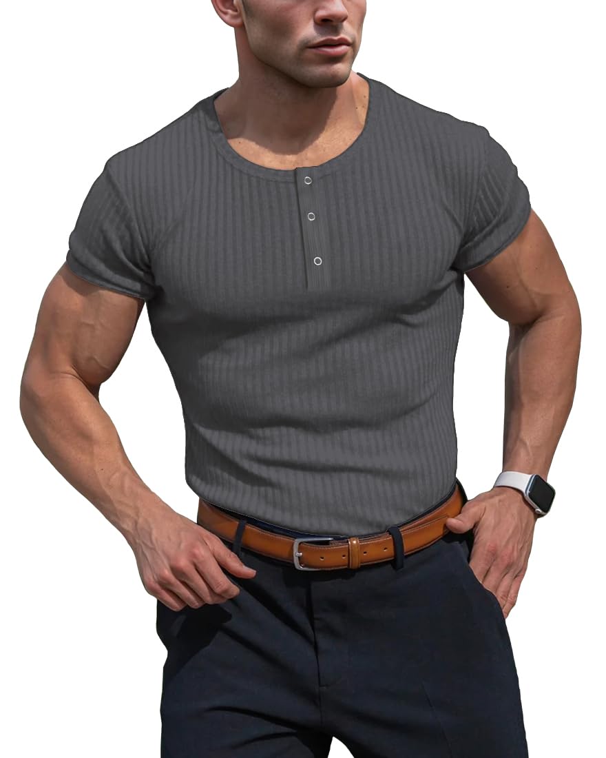 Men's Cotton Henley Shirt - Dark Grey XL-image-042b63b8-87a9-4a8f-955c-d62c39a2d099-112824