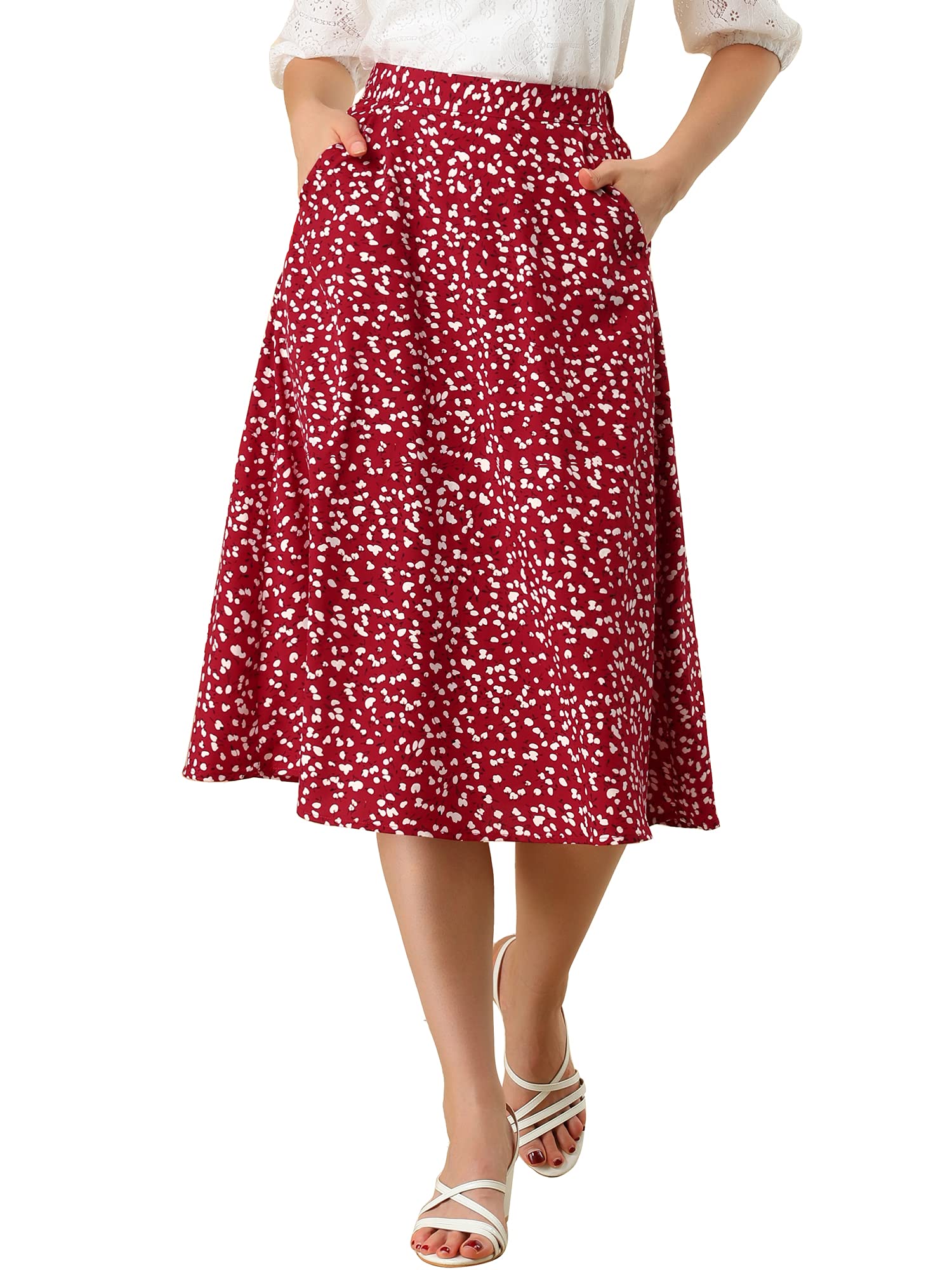 Women's Floral Midi Skirt - Red 8-image-8d23e165-106e-43ba-9ad5-7ac1696e2d63-103041