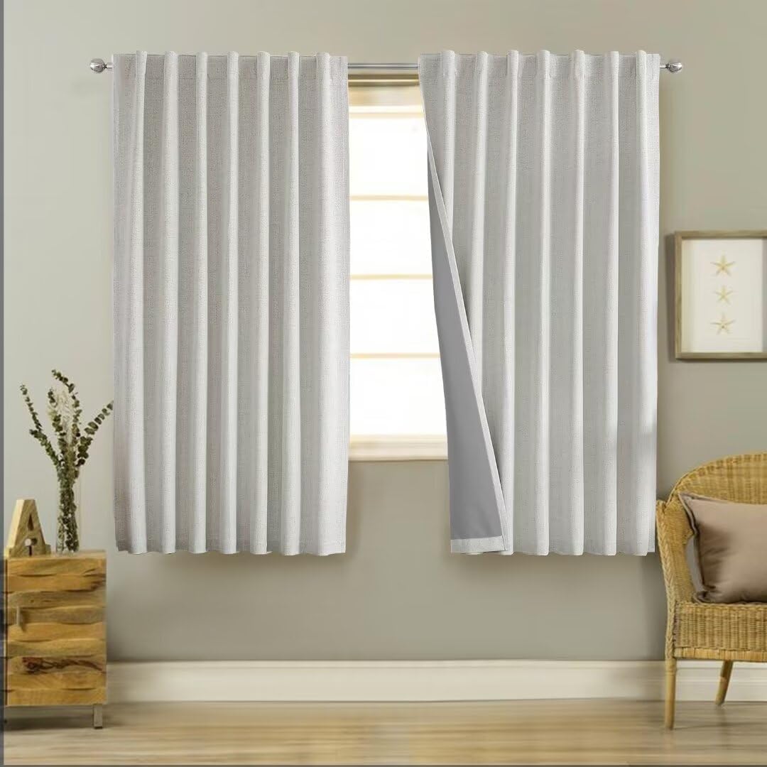 Blackout Thermal Curtains Linen Look - White 52x54 Inch-image-e56db1c3-7fe2-4ad6-9496-5e7011cf446e-118537