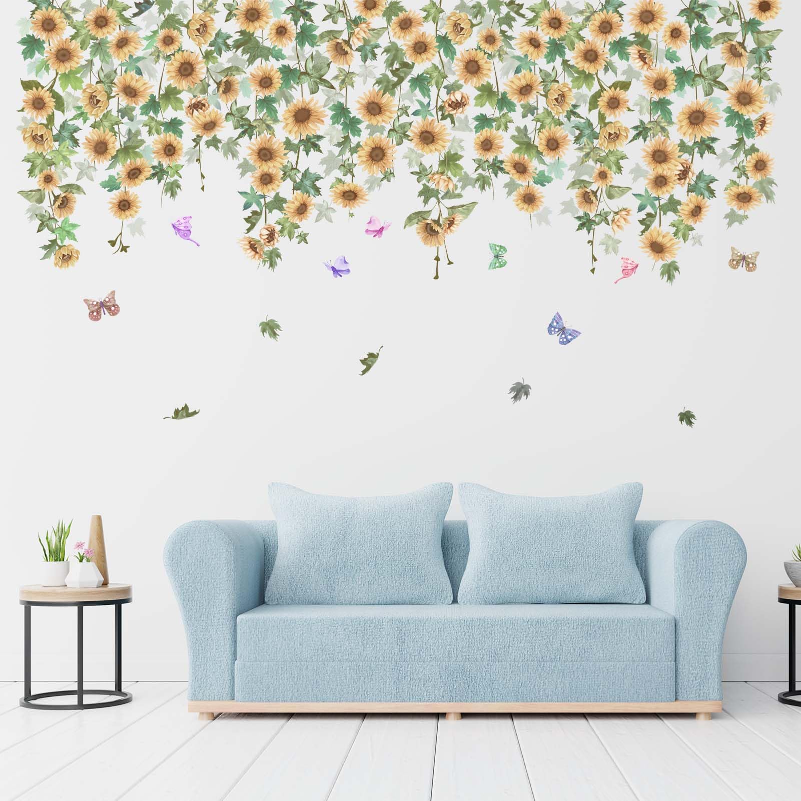Amimagen Sunflower Hanging Vines Flowers Wall Stickers - Plants Green-image-7f82424b-b428-49ed-b79e-490efb39fca2-52975