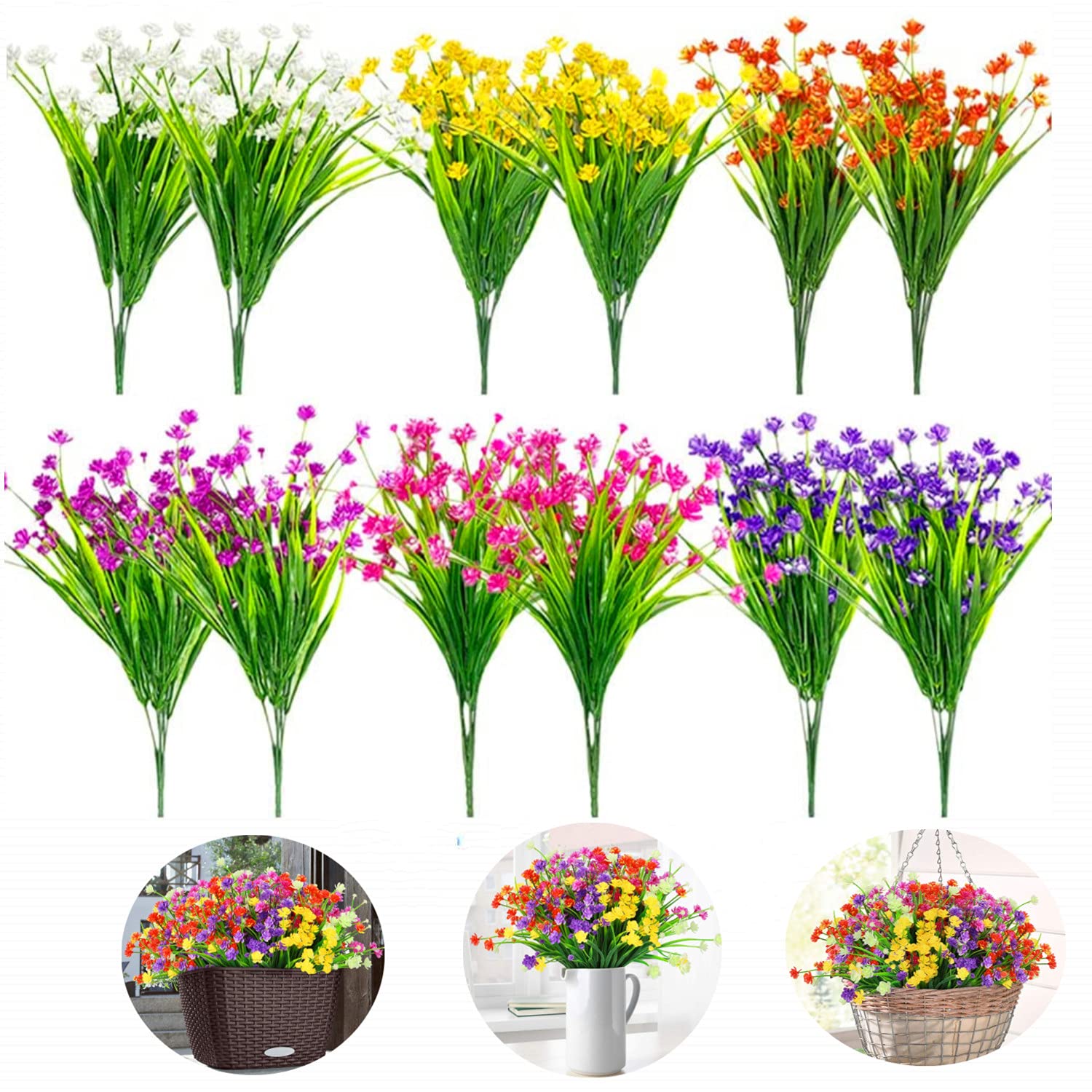 Artificial Flowers UV Resistant Shrubs 12 Bundles - Multi-Colour-image-47fb8755-5d43-4ecd-b1dd-ef1fa4269496-99167