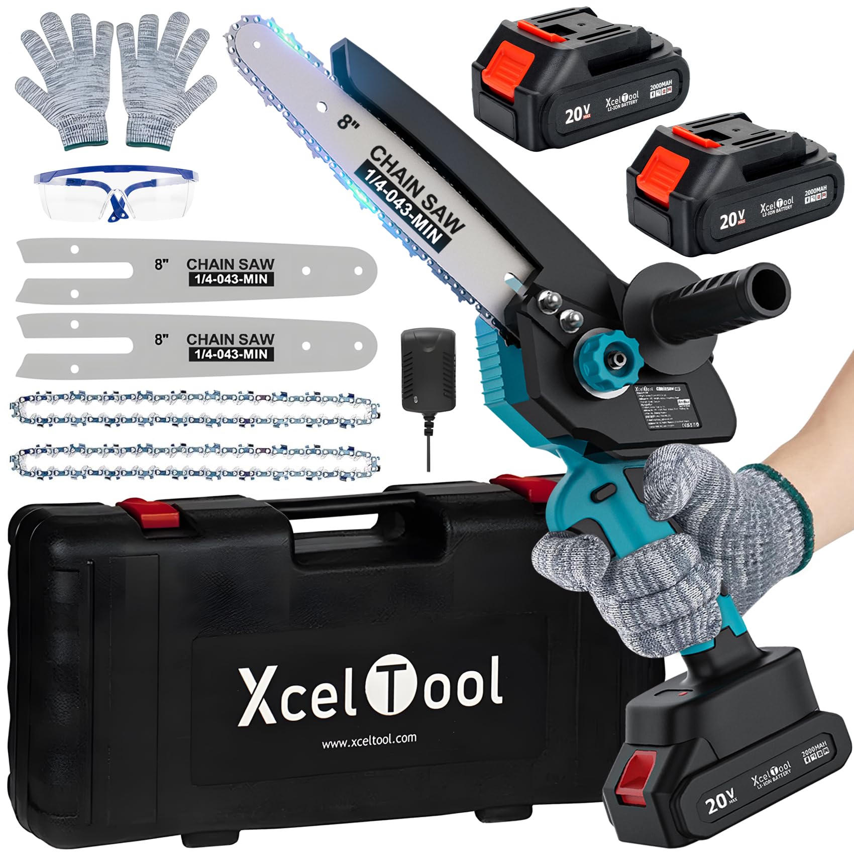 Cordless Mini Chainsaw 800W with 2 Batteries - Orange 8 inch-image-ea018c9b-5adc-440a-9dae-92b0be4d368b-116637