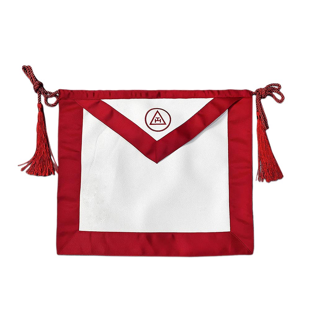 Royal Arch Mason Apron Leather Hand Embroidered - White 16x14-image-bbb48fe6-de52-4f4f-b0af-ac0a5d785480-113542