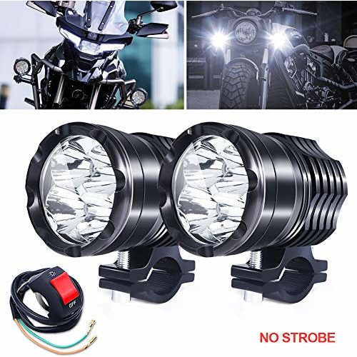 Biqing Motorfiets-koplamp, 7,6 cm, rond, 20 W, mistlampen, motorfiets, led, werklicht, hulplicht, 12 V/24 V, groene Angel Eye, DRL, met schakelaar voor motorstuur, 22 mm