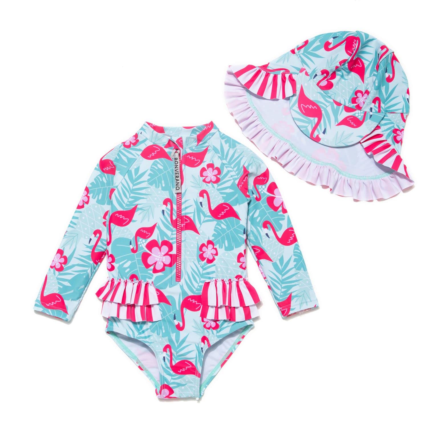 Baby Girl Swimsuit with Sun Cap - Flamingo 24-36M-image-a531c121-4ea7-4b17-a11e-39b62eaca608-86497
