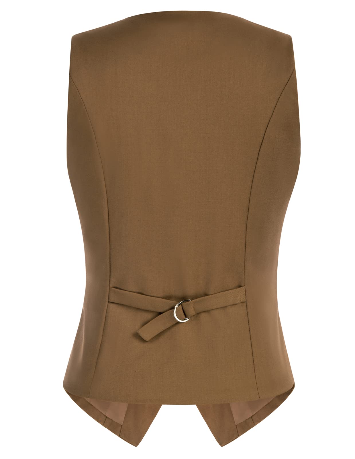 Belle Poque Vest voor dames, vintage, mouwloos, V-hals, dubbele rij knopen, zakdoek, zoom, vest tops met zakken, Bruin Plaid, M
