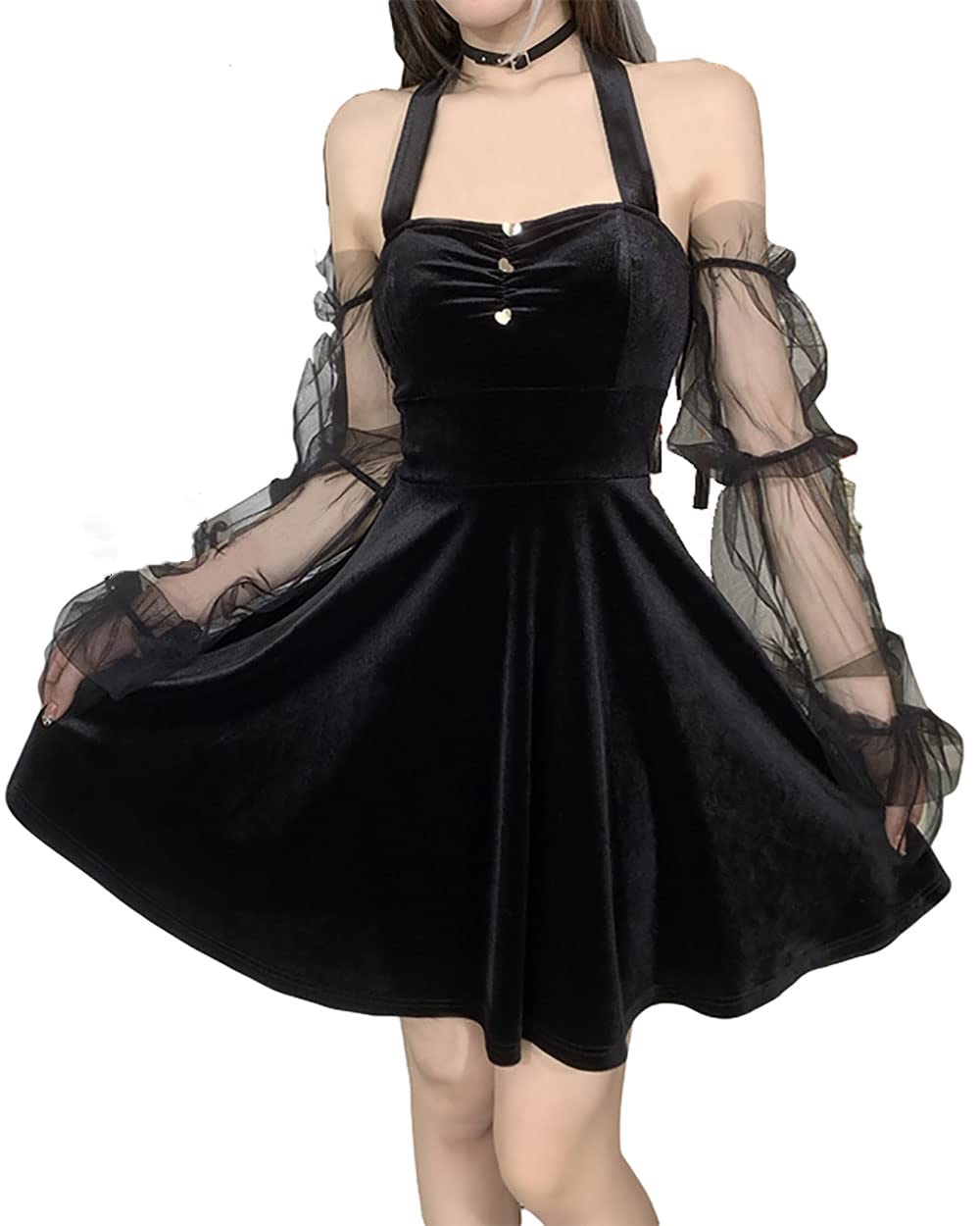 Goth Velvet Mini Dress - Black XL-image-25d2d808-e754-444f-a660-e381e5bf728c-83680
