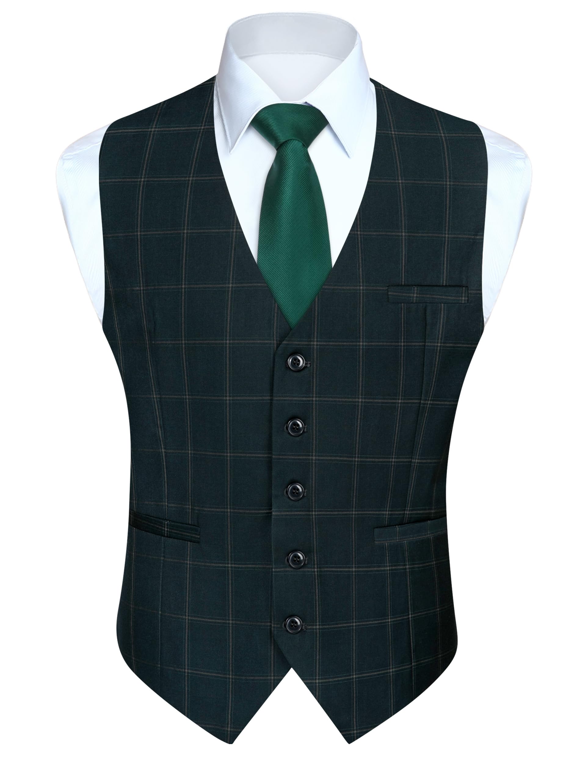 Men's Cotton Plaid Waistcoat - Green 2 XS-image-a4a83d02-0a4c-4a49-a999-80cb5abdd442-105323