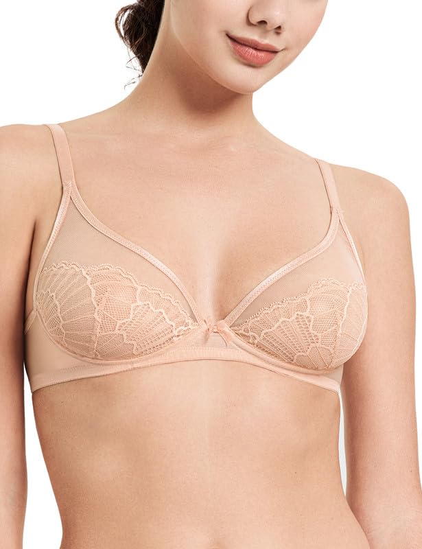 Women's Lace See-Through Bra - Pink Nude 38DD-image-3acf7ce5-bee8-4a11-99b5-98f397fbe707-115566