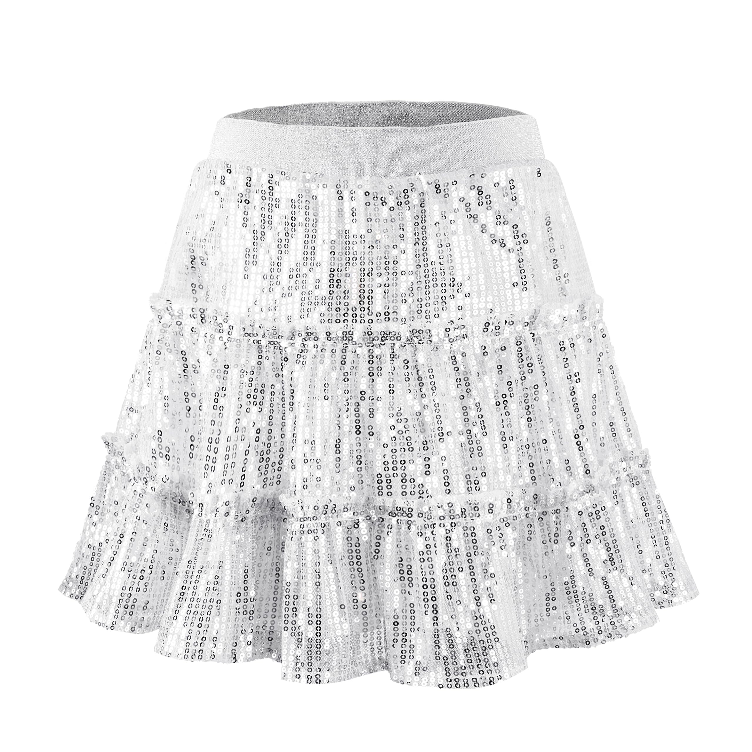 Girls Sequin Pleated Tulle Skirt - Silver 6-7 Years-image-8e137836-ddc9-4d4d-89df-47427f70fd20-98144