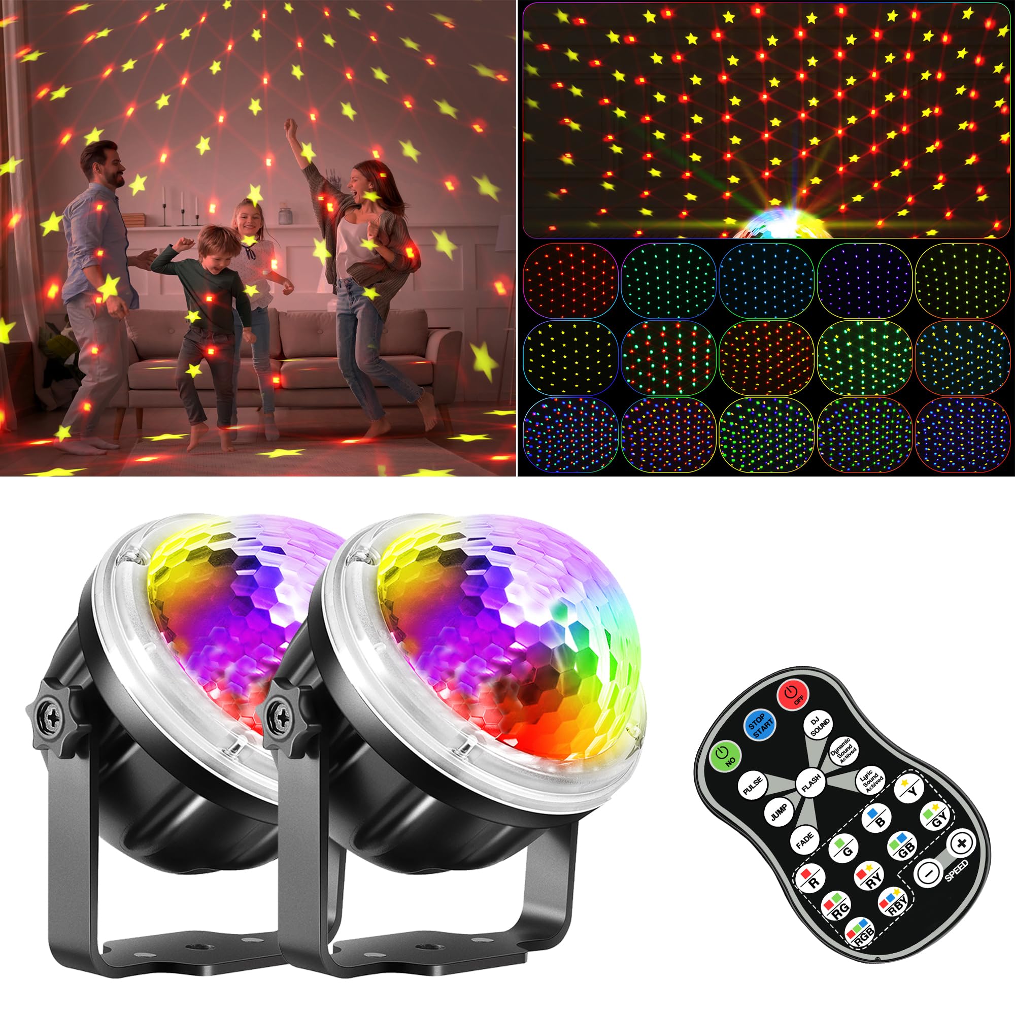 2Pack LED Star Projector - Upgraded Disco Ball Lights for Kids Room, Party Decor, Birthday & Christmas Gifts