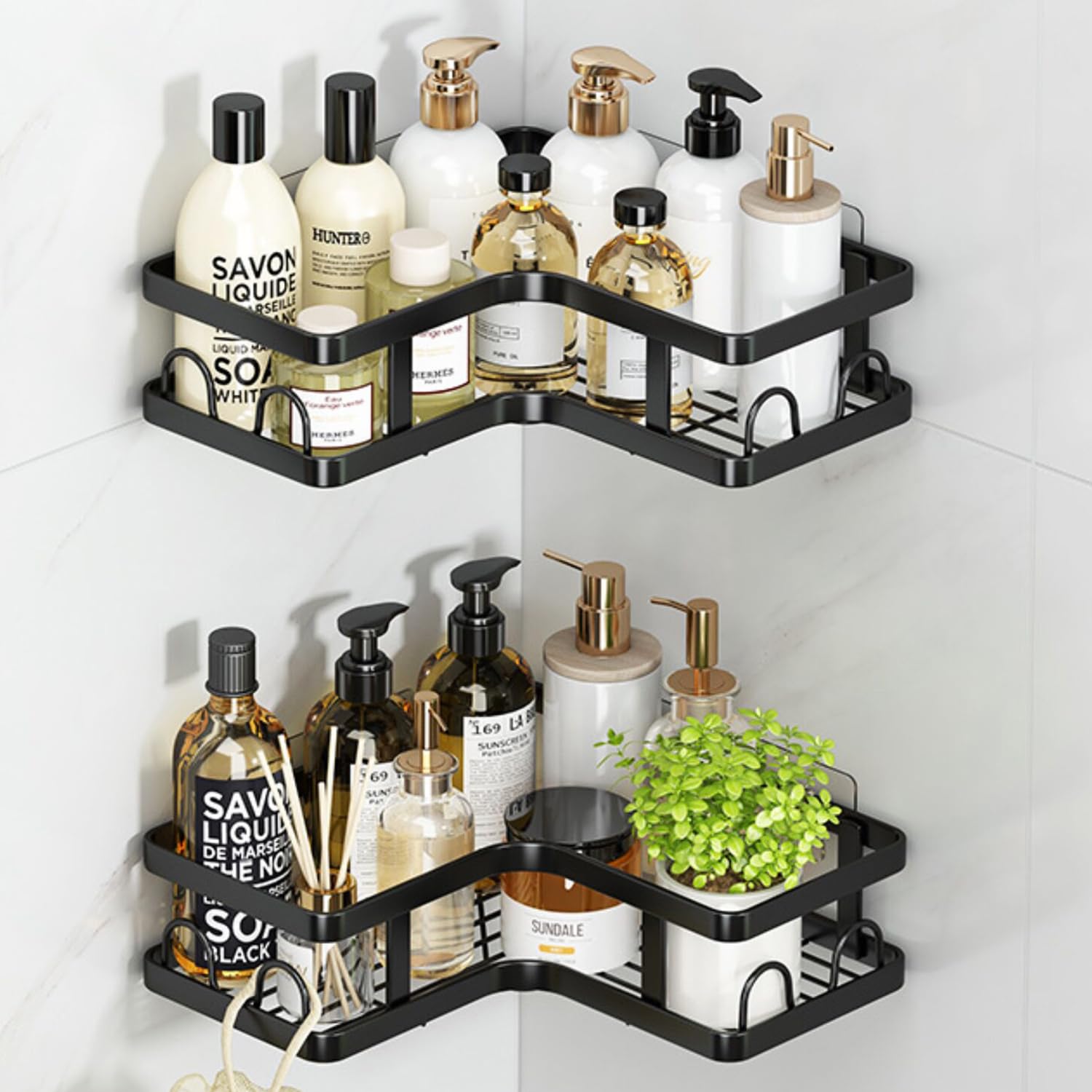 Matte Black Corner Shower Caddy Set, 2 Pack - No Drill, Rustproof Bathroom Shelf Organiser-image-c69e247d-3d44-41ef-b7ca-ca0dc4531a6d-47705