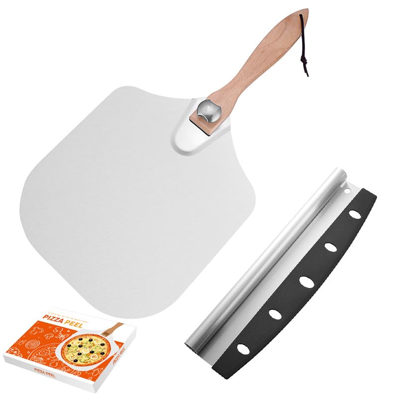 Aluminium Pizza Peel & Cutter Set - Silver 12x14 Inch-image-c438f248-08a8-413f-9d50-2eac7a7b1905-117976