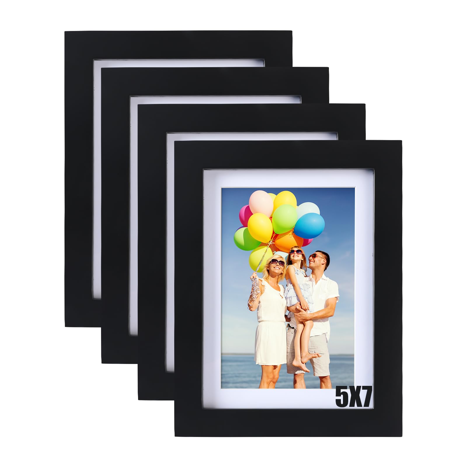 Elegant 7x5 Black Picture Frames Set of 4 - Solid Wood & Real Glass, Matted for 6x4 or 7x5 Photos-image-22f97499-6a72-4ae7-aa5b-415404c99db4-55828