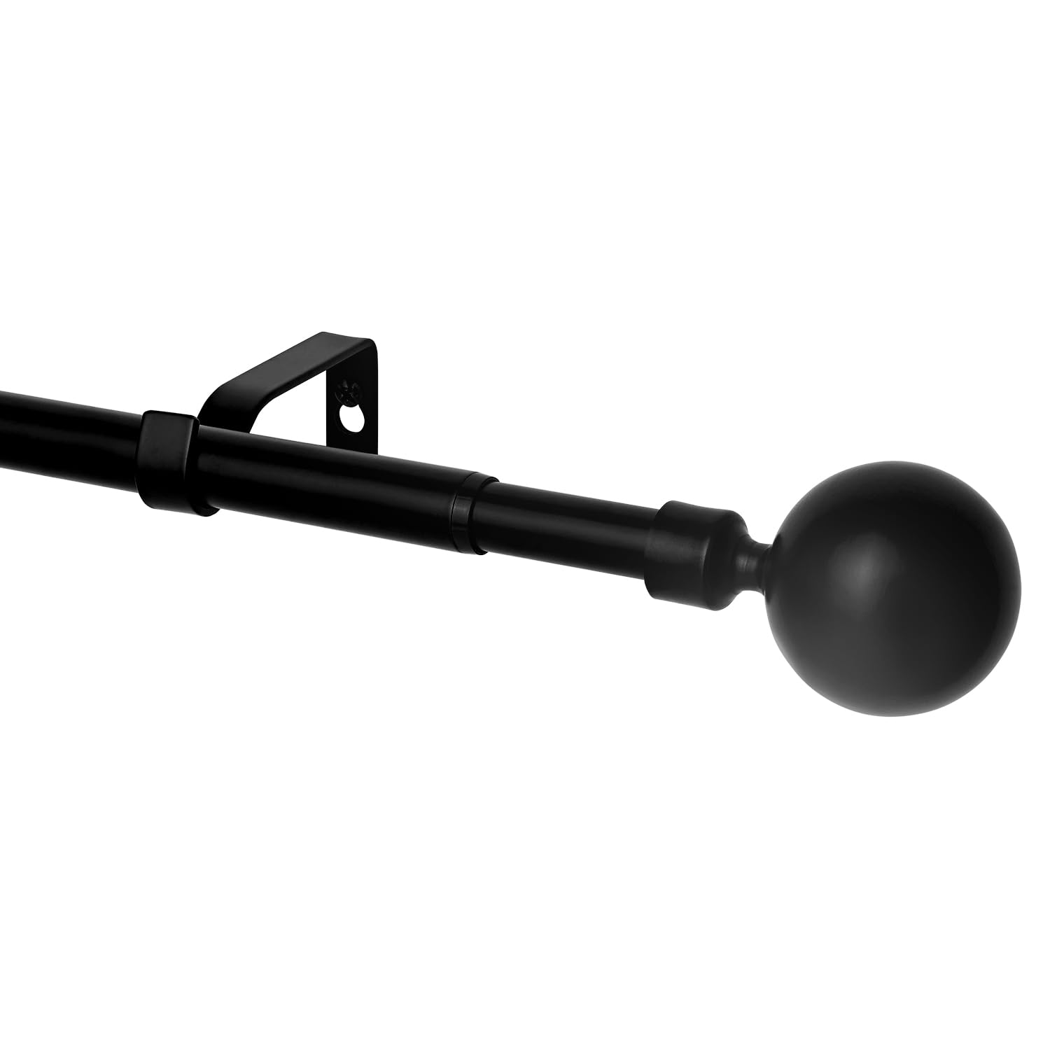 Adjustable Black Curtain Pole with Ball Finials, 76-200cm Extendable, Ideal for Living Room, Bedroom, Kitchen & Bathroom